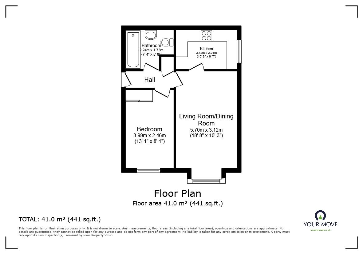 Floorplan of 1 bedroom  Flat for sale, Hurst Grove, Bedford, Bedfordshire, MK40