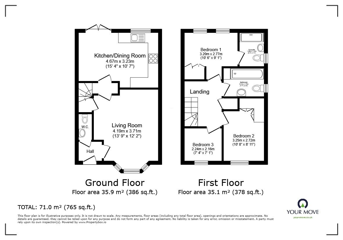 Floorplan of 3 bedroom Semi Detached House for sale, Soudley Lane, Great Denham, Bedfordshire, MK40