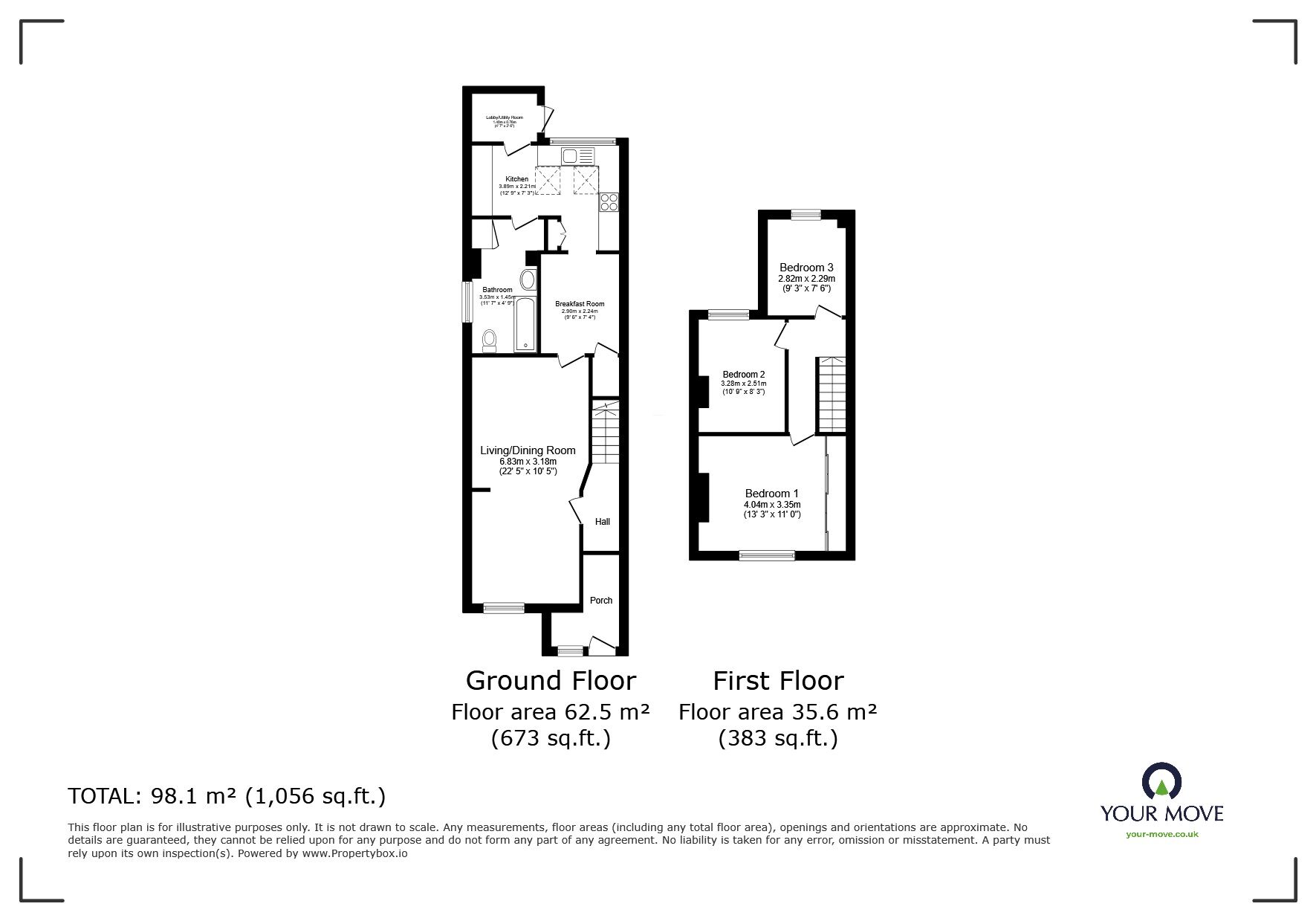 Floorplan of 3 bedroom Semi Detached House for sale, Littledale Street, Kempston, Bedfordshire, MK42