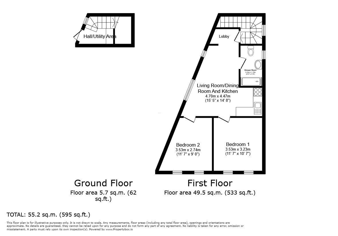 Floorplan of 2 bedroom  Flat to rent, Bunyan Road, Kempston, Bedfordshire, MK42