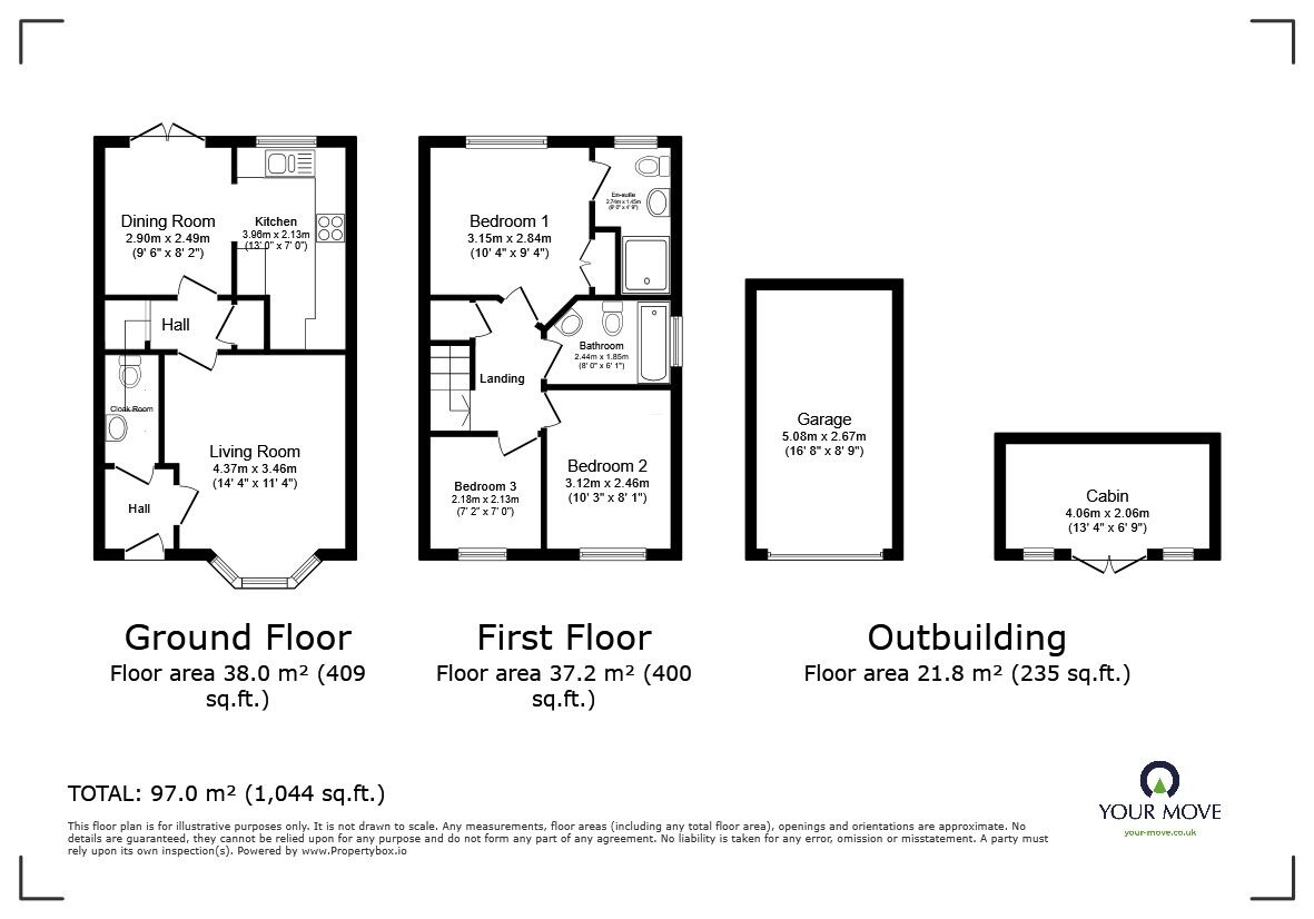 Floorplan of 3 bedroom End Terrace House for sale, Sandleford Drive, Elstow, Bedfordshire, MK42