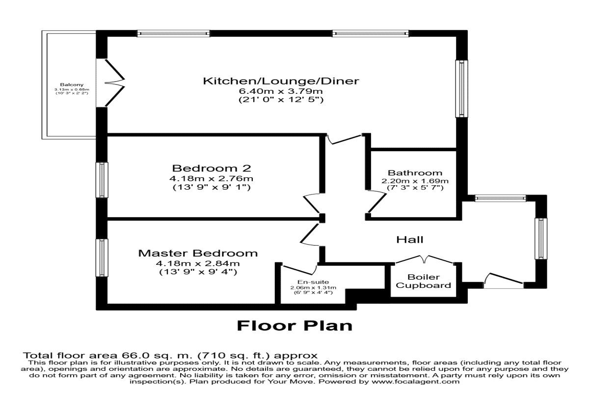 Floorplan of 2 bedroom  Flat to rent, Castle Lane, Bedford, Bedfordshire, MK40