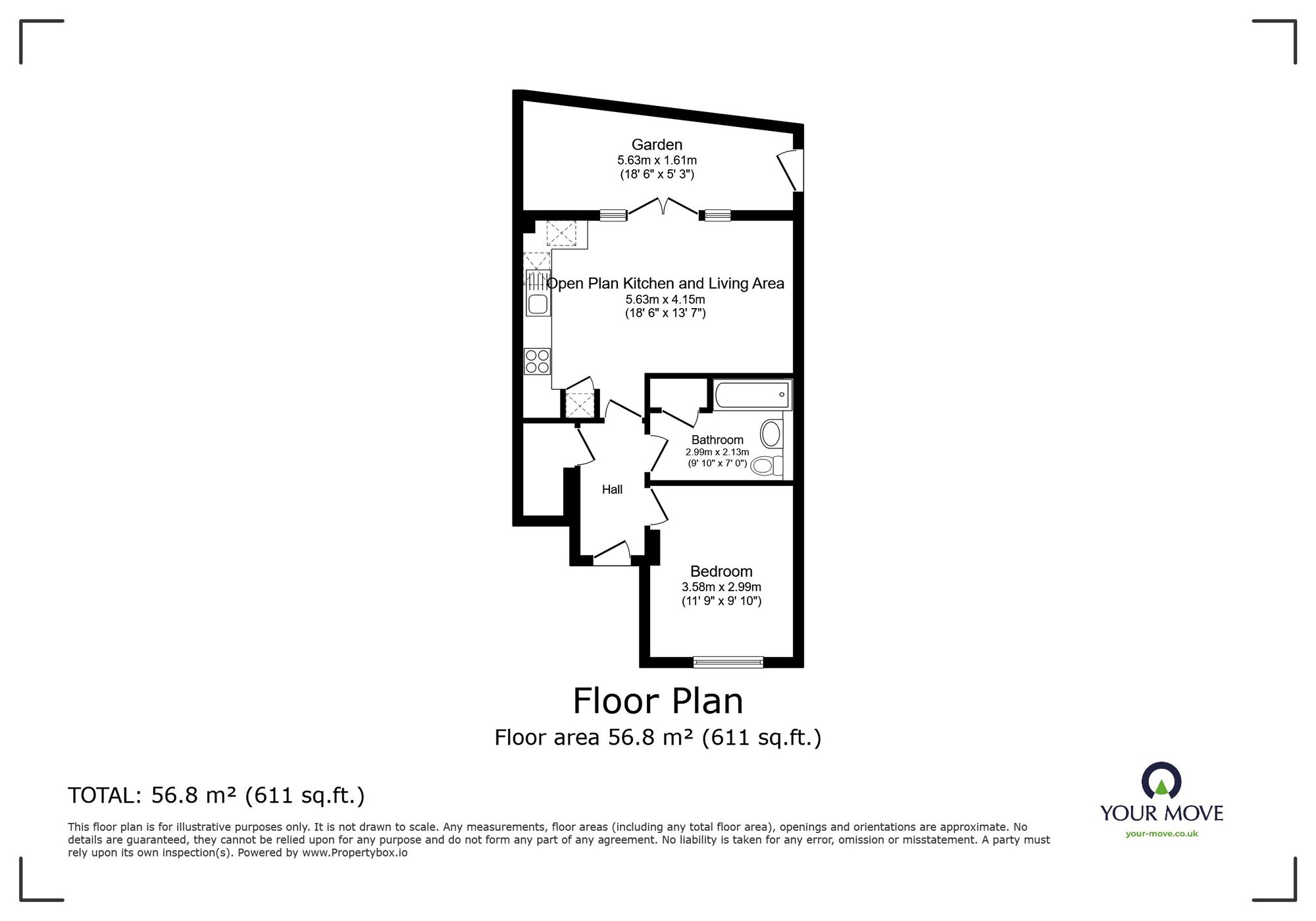 Floorplan of 1 bedroom  Flat for sale, Riddy Walk, Kempston, Bedfordshire, MK42