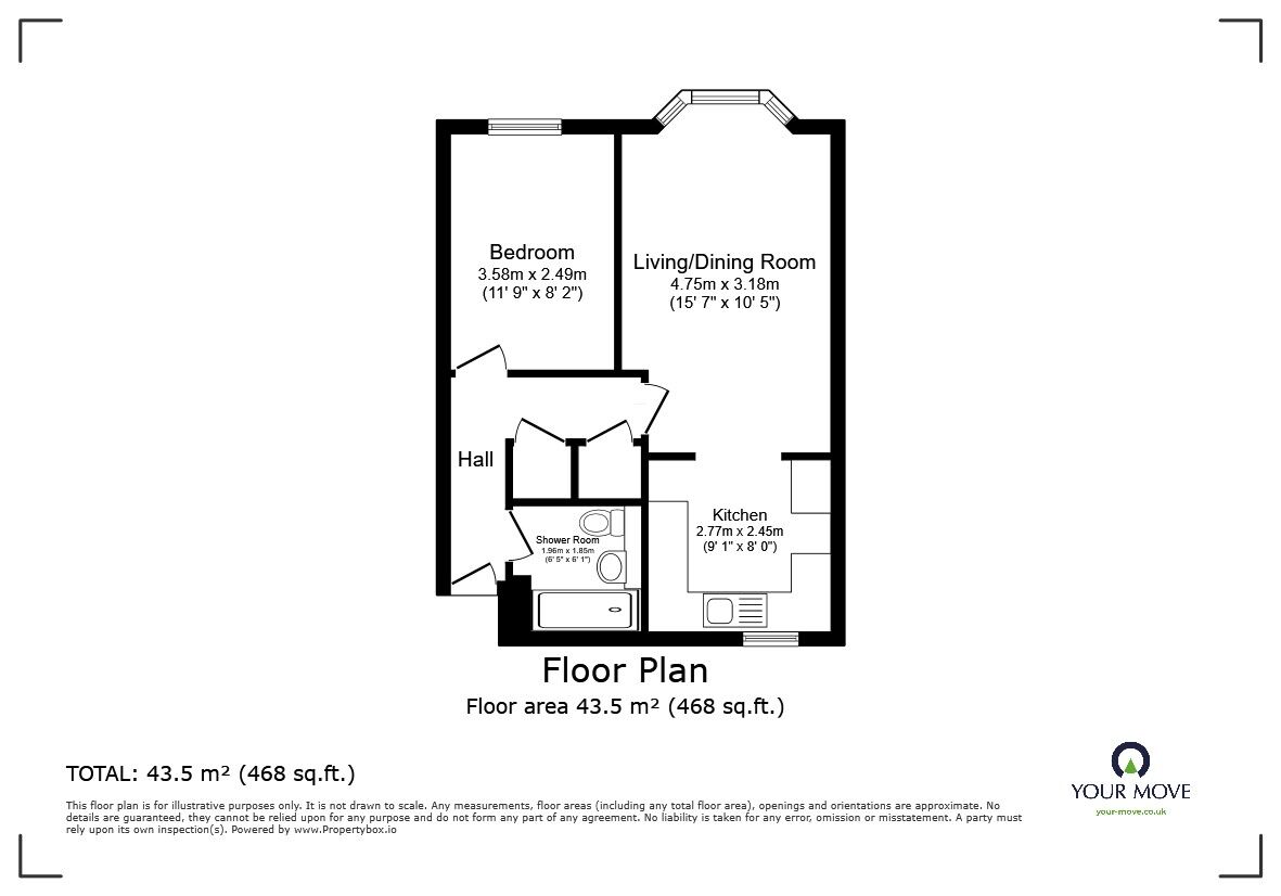 Floorplan of 1 bedroom  Flat to rent, Conduit Road, Bedford, Bedfordshire, MK40