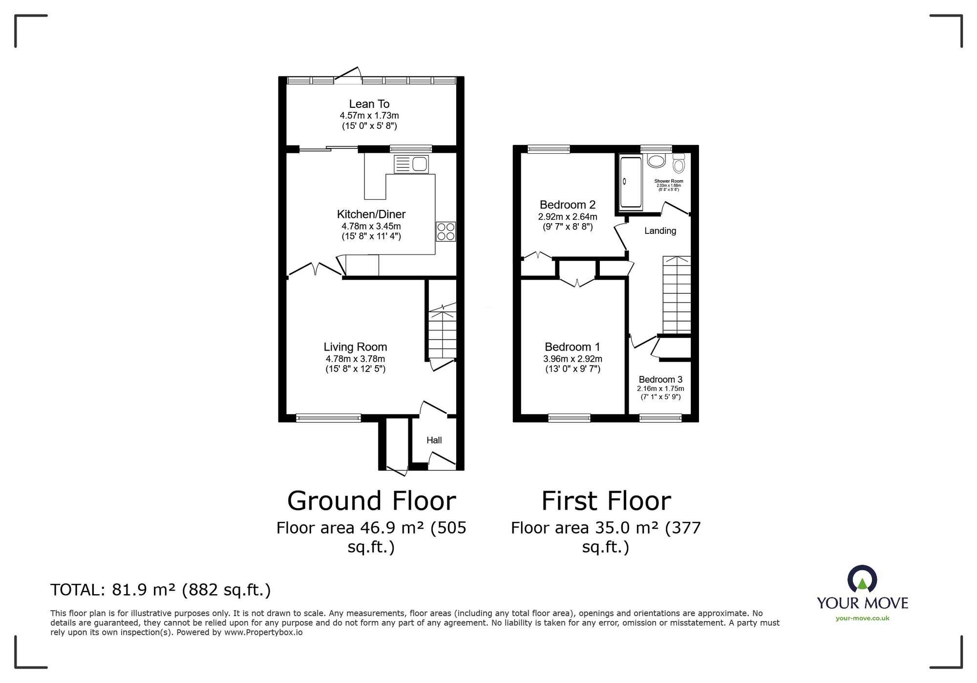 Floorplan of 3 bedroom Mid Terrace House for sale, Foster Road, Kempston, Bedfordshire, MK42