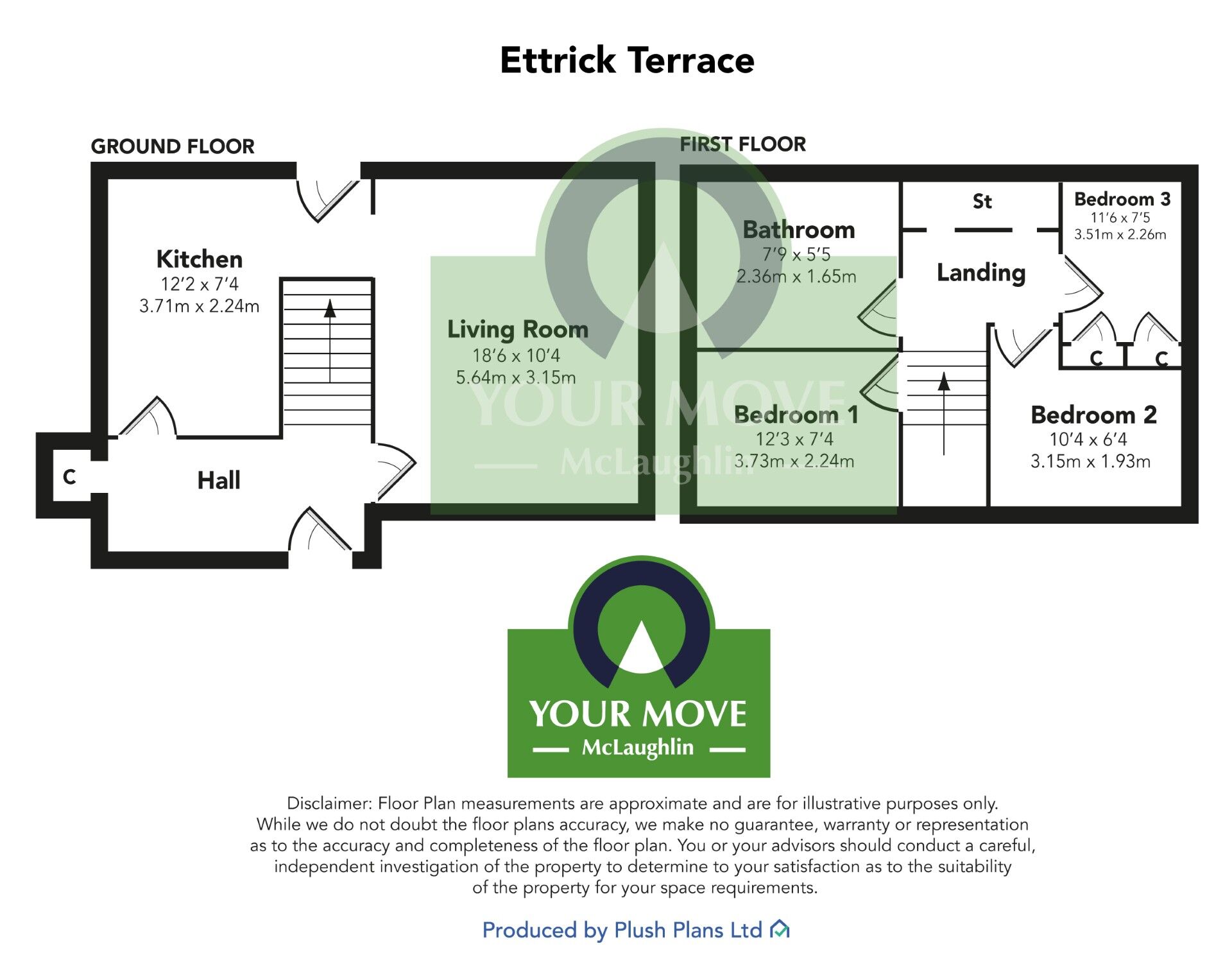 Floorplan of 3 bedroom Mid Terrace House for sale, Ettrick Terrace, Johnstone, Renfrewshire, PA5