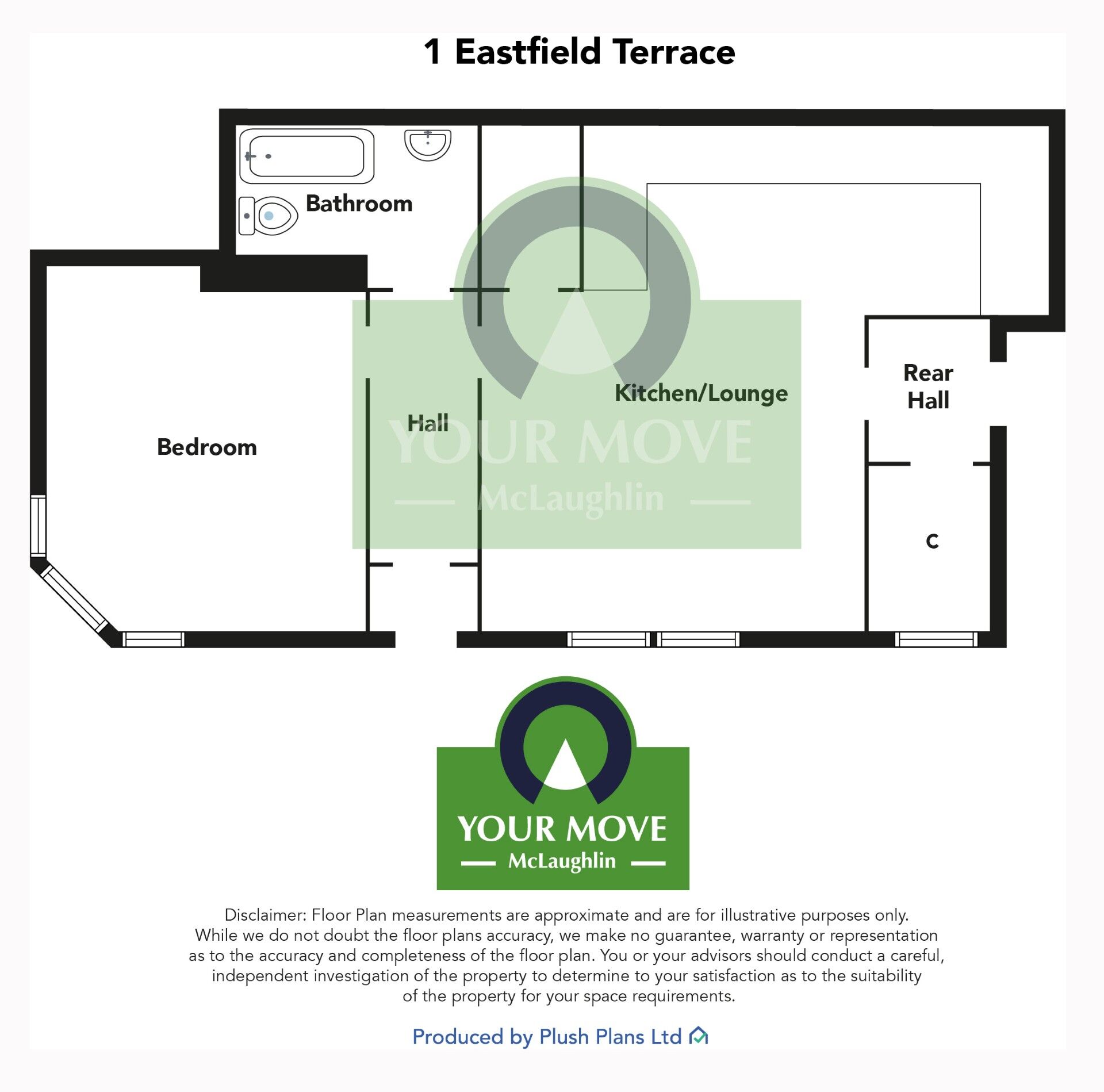 Floorplan of 1 bedroom  Flat for sale, Eastfield Terrace, Bellshill, North Lanarkshire, ML4