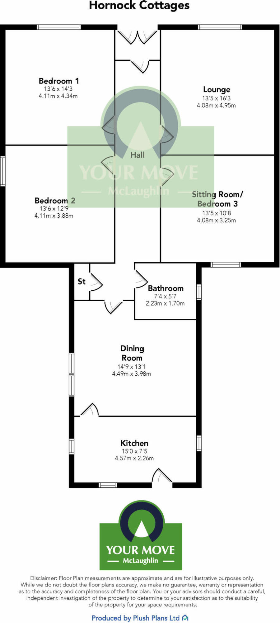 Floorplan of 3 bedroom Semi Detached Property for sale, Hornock Cottages, Coatbridge, North Lanarkshire, ML5