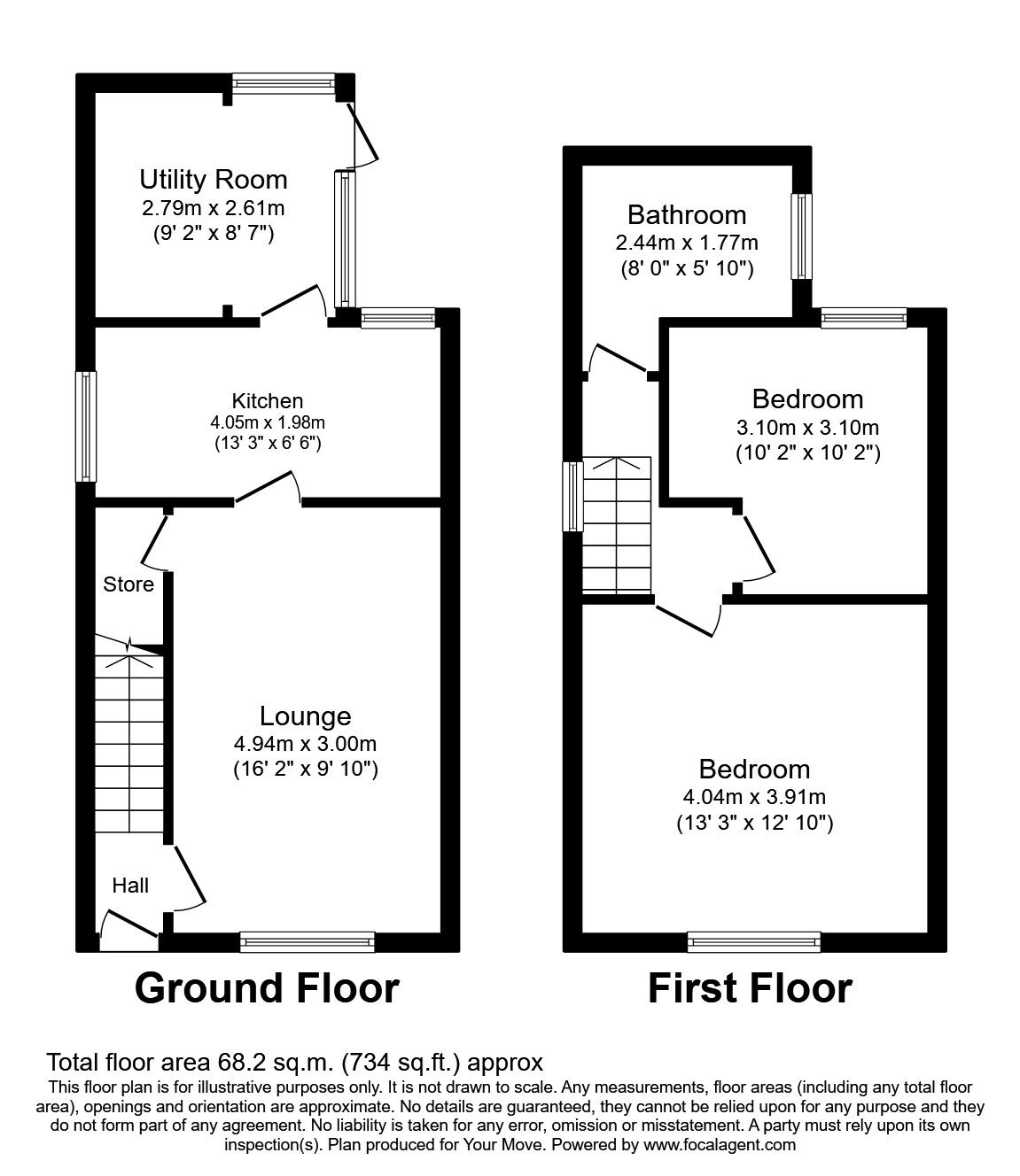 Floorplan of 2 bedroom Semi Detached House to rent, Regent Street, Bedworth, Warwickshire, CV12