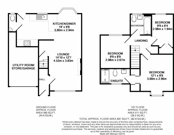 Floorplan of 3 bedroom End Terrace House to rent, Oak Way, Coventry, CV4