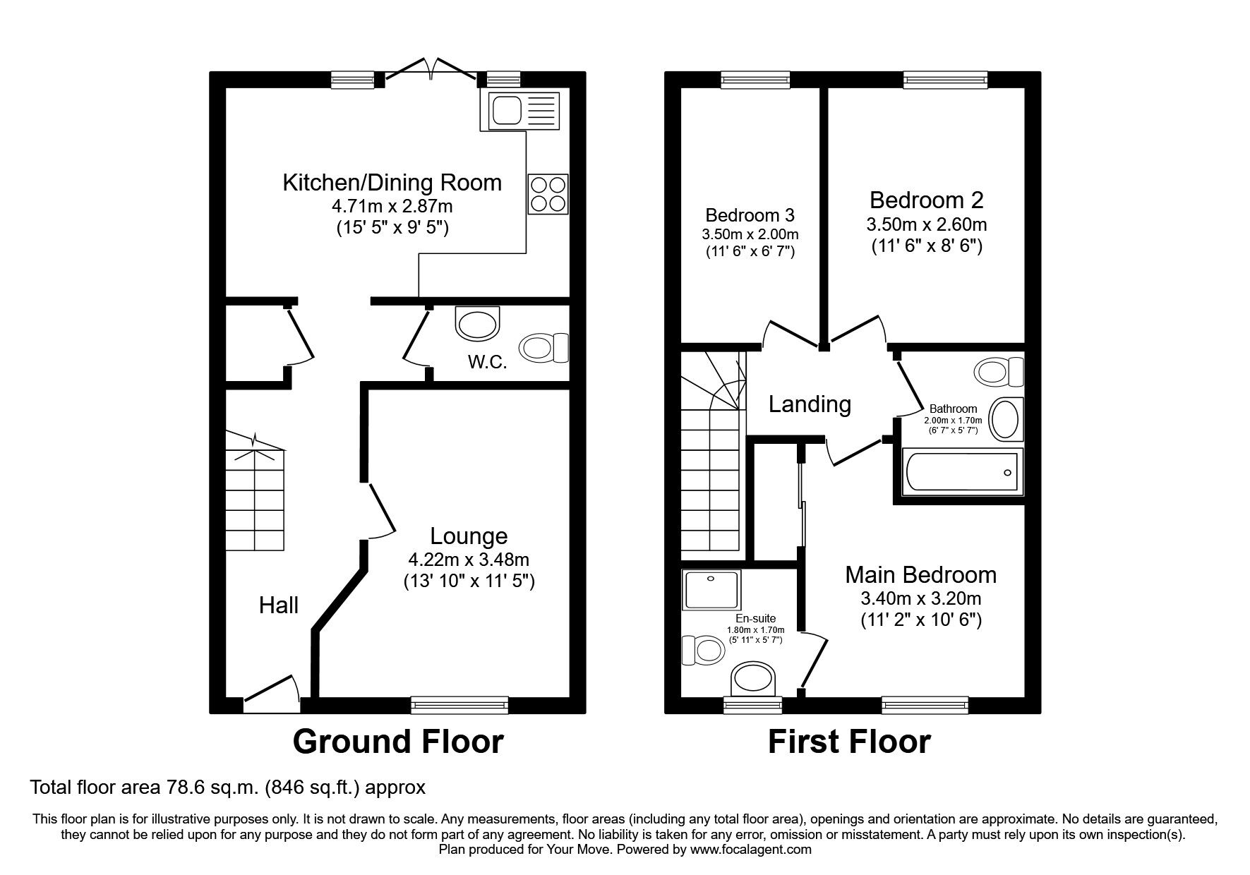 Floorplan of 3 bedroom End Terrace House to rent, Downy Birch, Coventry, West Midlands, CV4