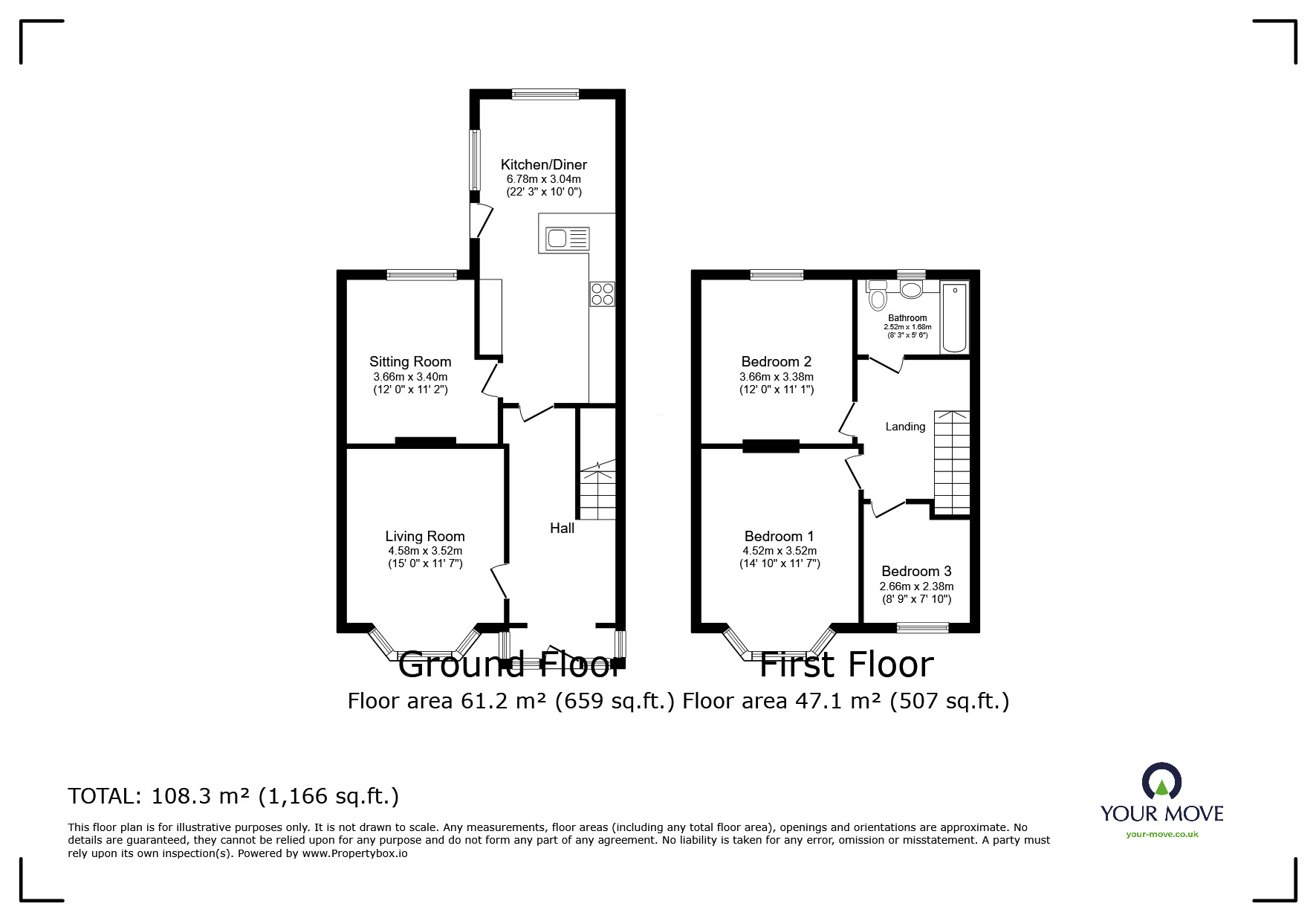 Floorplan of 3 bedroom Semi Detached House for sale, Goodyers End Lane, Bedworth, Warwickshire, CV12