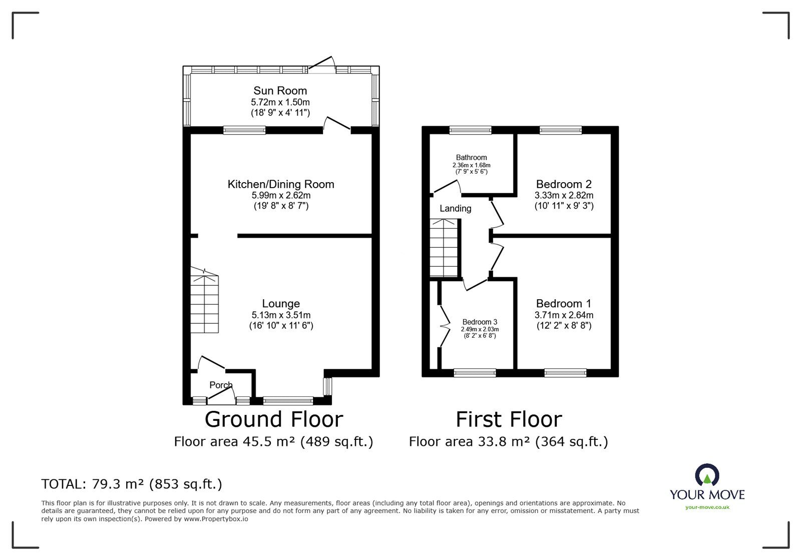 Floorplan of 3 bedroom Semi Detached House for sale, De-Compton Close, Keresley End, Warwickshire, CV7