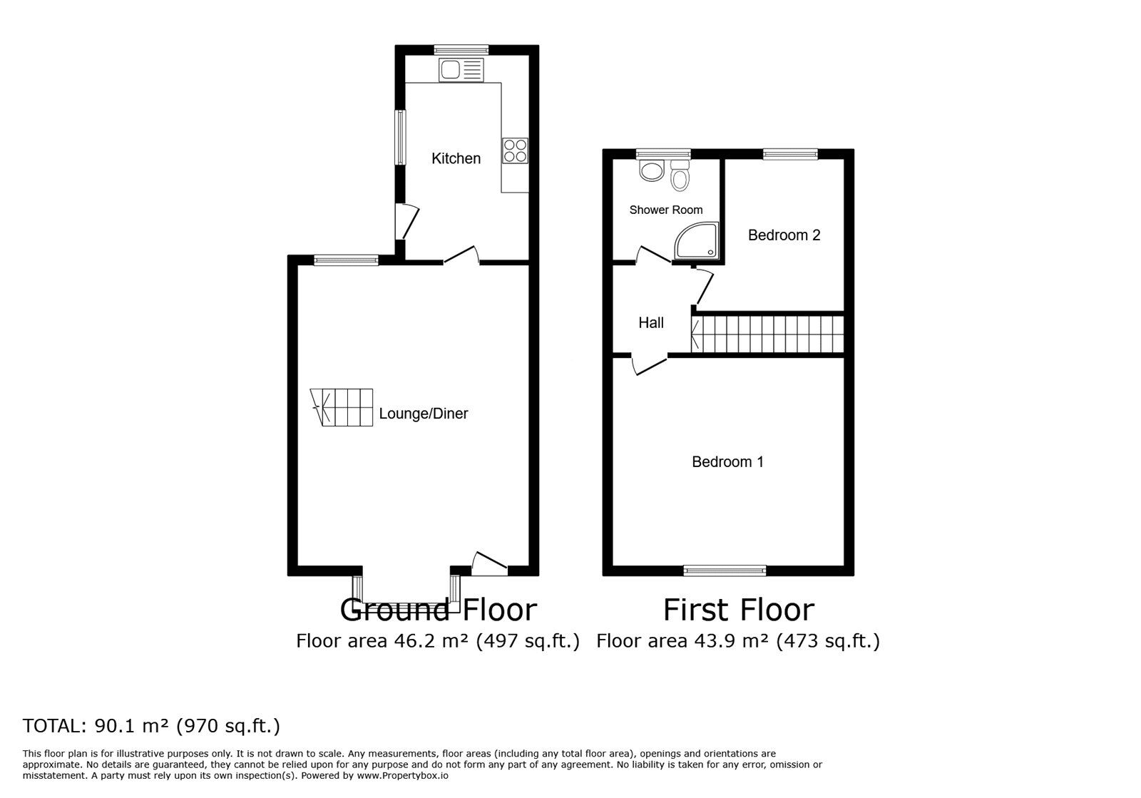 Floorplan of 2 bedroom End Terrace House for sale, Arbury Avenue, Coventry, West Midlands, CV6