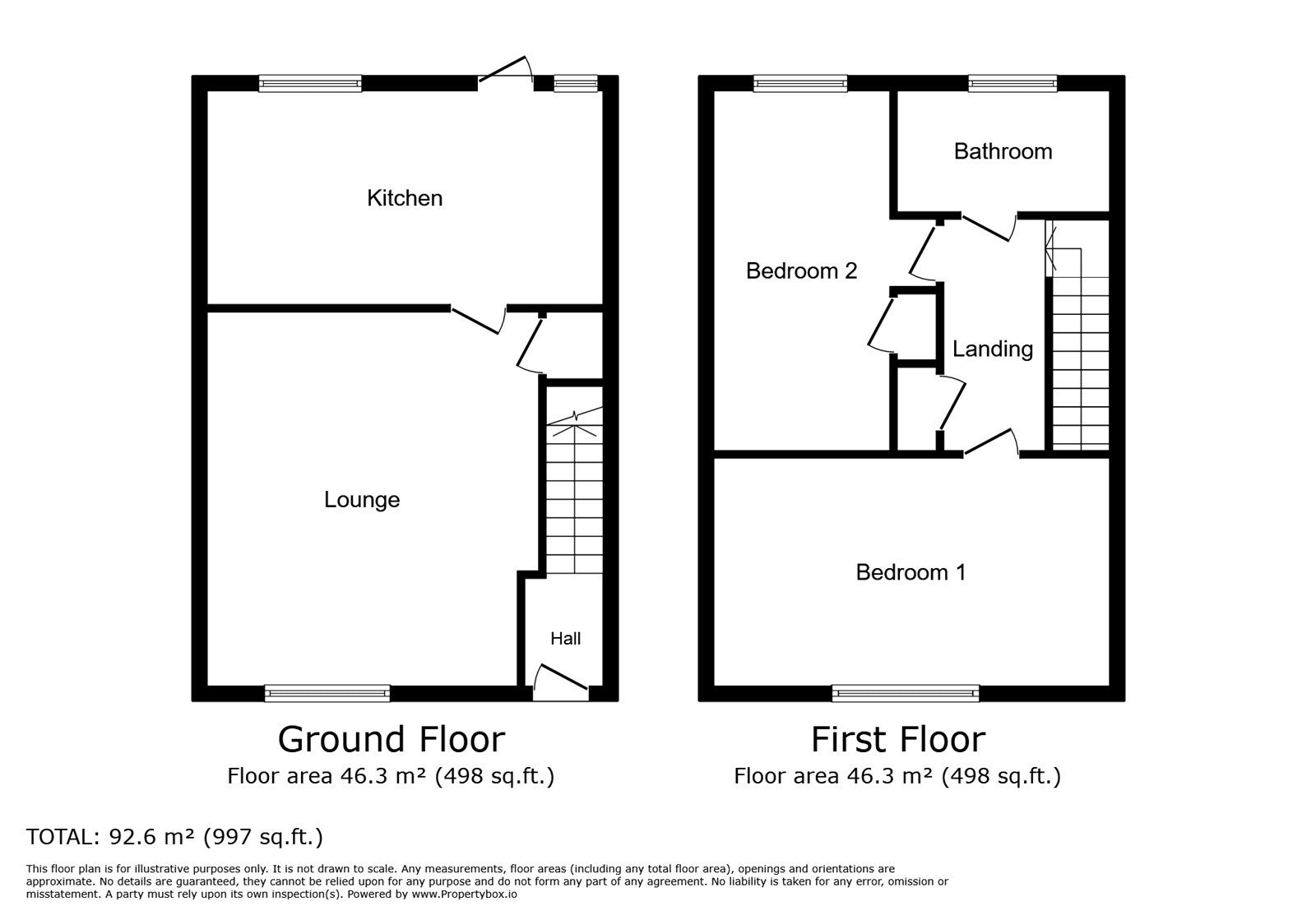 Floorplan of 2 bedroom Mid Terrace House for sale, Acacia Crescent, Bedworth, Warwickshire, CV12