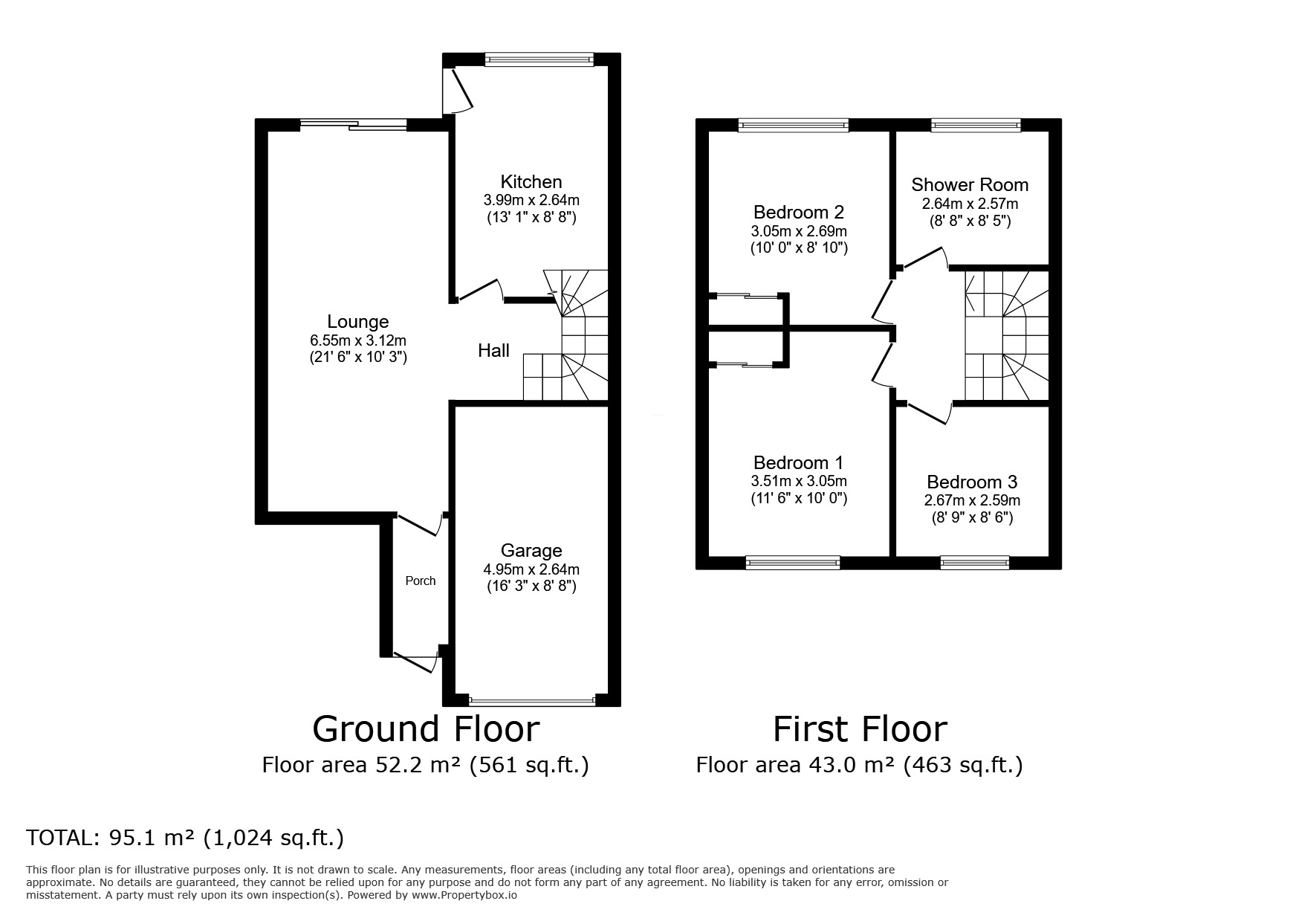 Floorplan of 3 bedroom End Terrace House for sale, Tregorrick Road, Exhall, Warwickshire, CV7