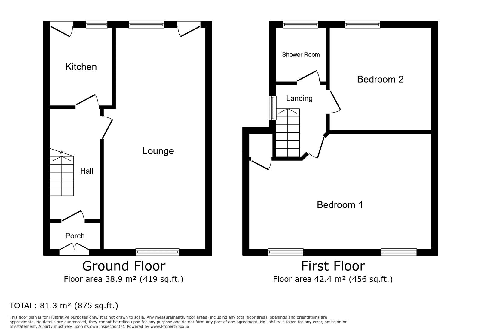 Floorplan of 2 bedroom Mid Terrace House for sale, Dark Lane, Bedworth, Warwickshire, CV12