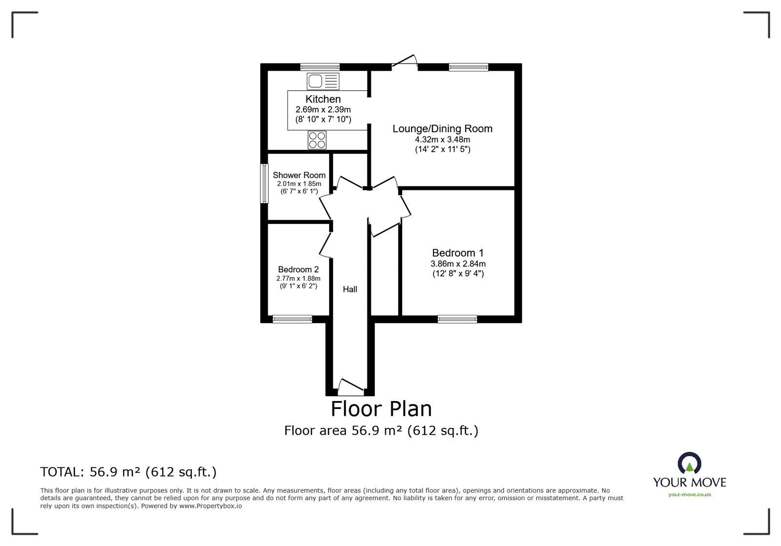 Floorplan of 2 bedroom  Flat for sale, Blackshaw Drive, Walsgrave on Sowe, West Midlands, CV2