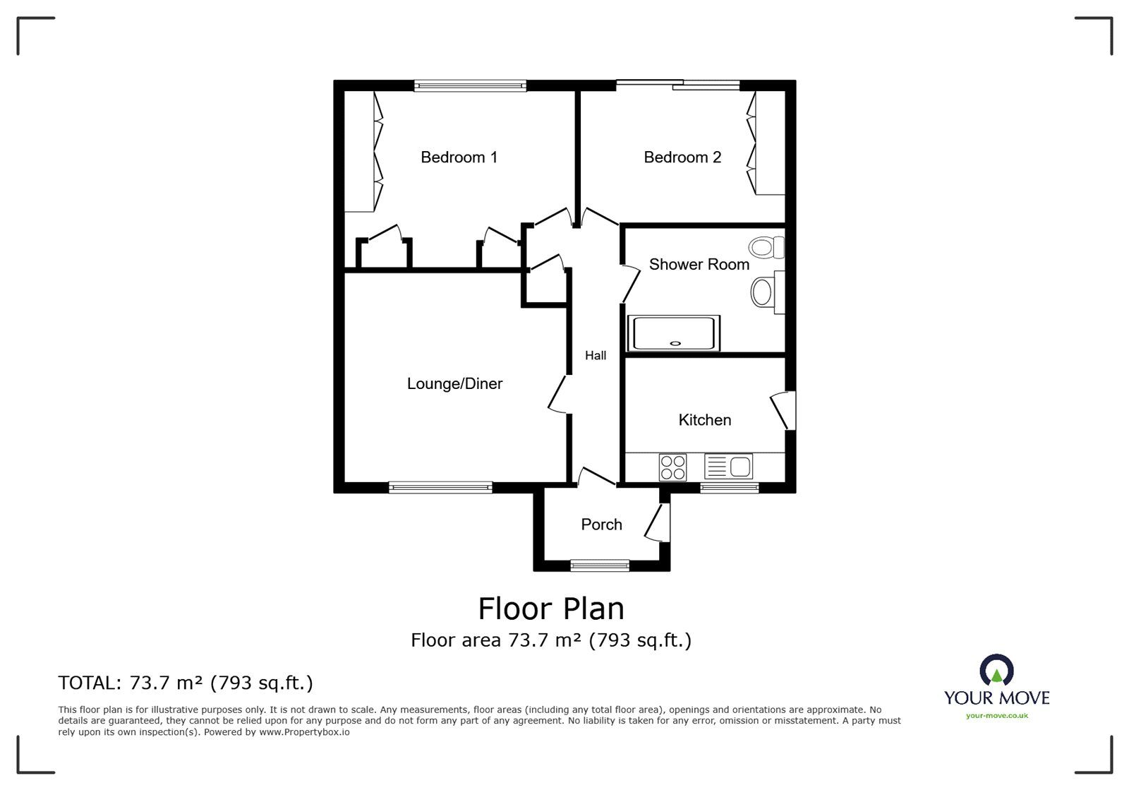 Floorplan of 2 bedroom Detached Bungalow for sale, Drayton Road, Bedworth, Warwickshire, CV12