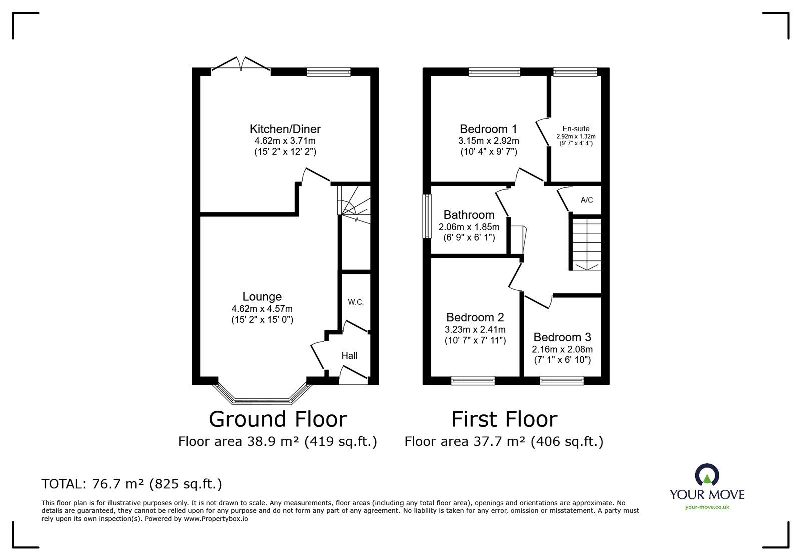 Floorplan of 3 bedroom Semi Detached House for sale, Weavers Close, Bulkington, Warwickshire, CV12