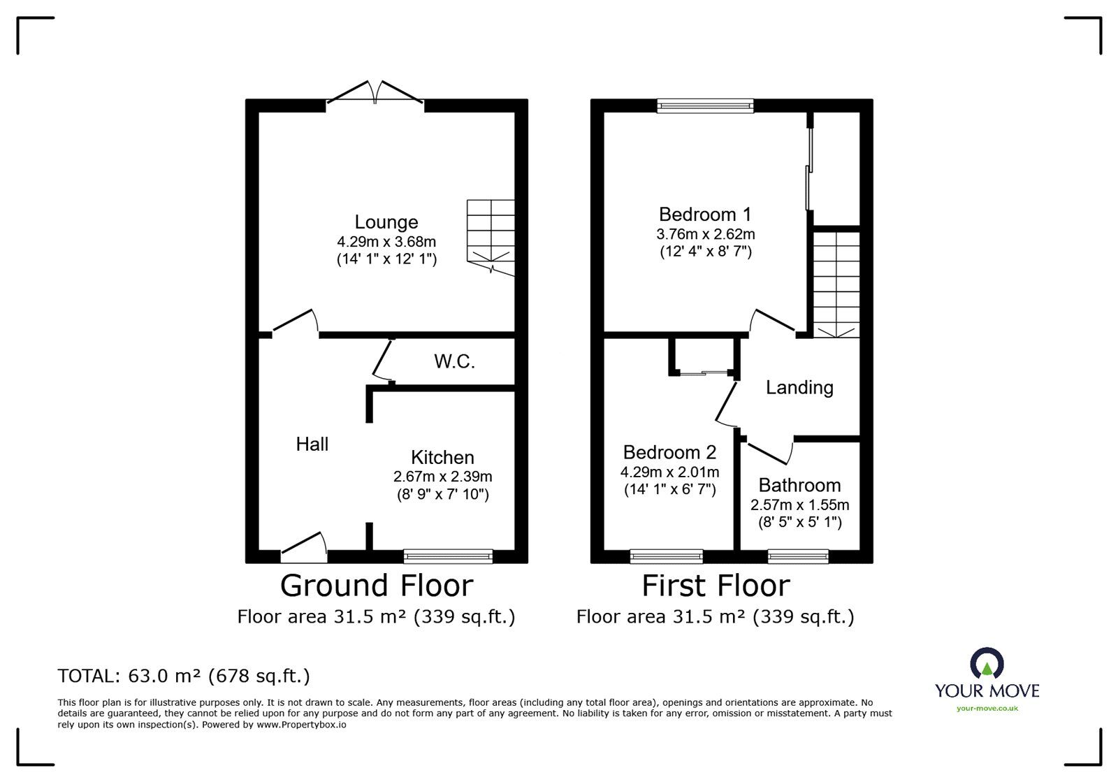 Floorplan of 2 bedroom Mid Terrace House for sale, Stone Meadow, Keresley End, Warwickshire, CV7