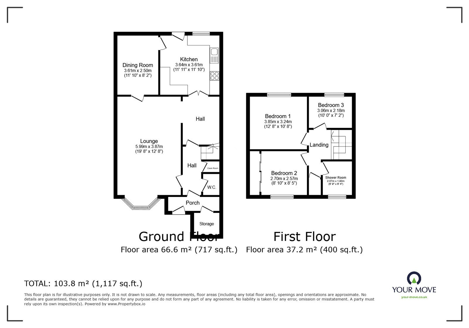 Floorplan of 3 bedroom End Terrace House for sale, Ashington Road, Bedworth, Warwickshire, CV12