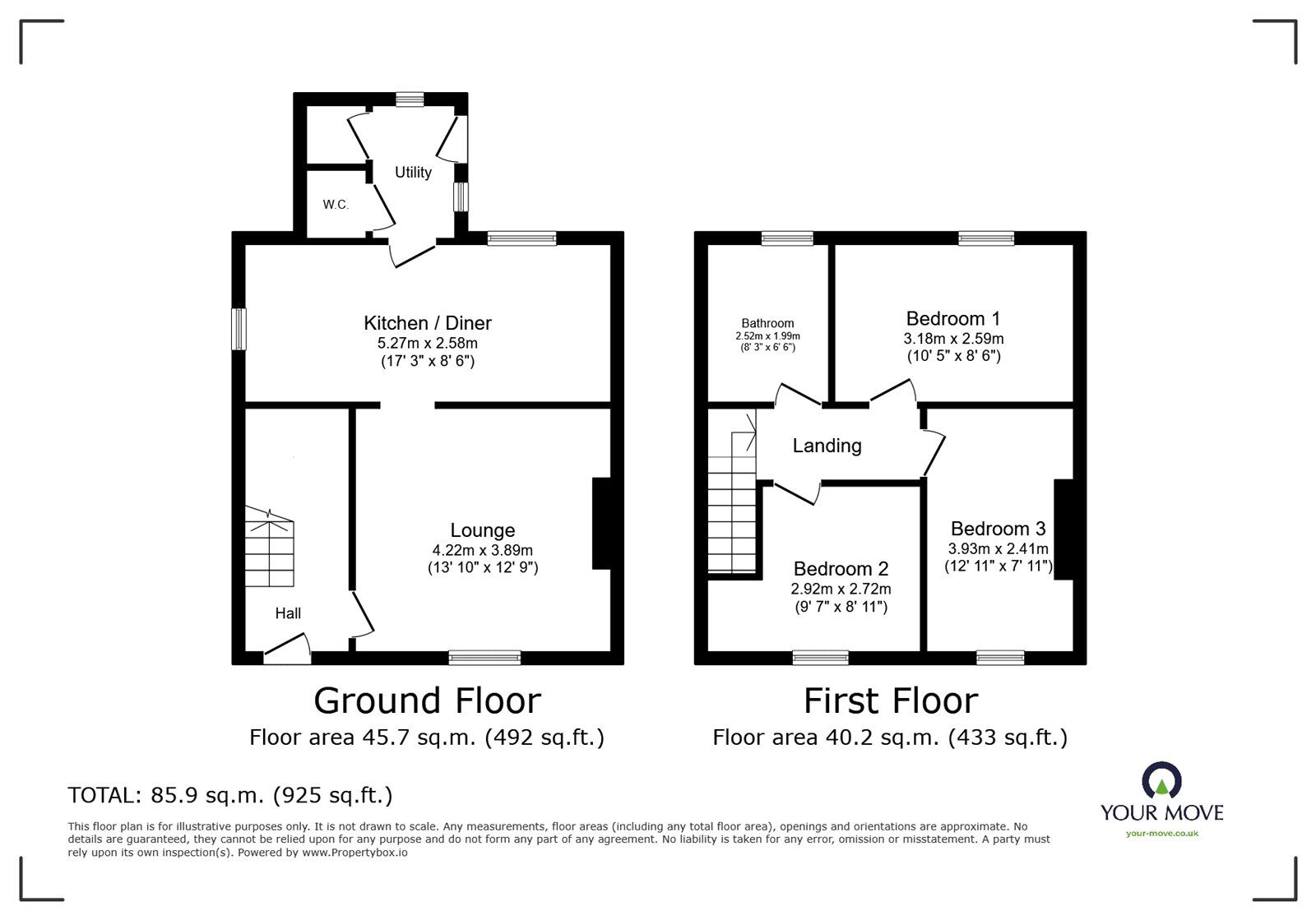 Floorplan of 3 bedroom Semi Detached House for sale, Alexander Road, Bedworth, Warwickshire, CV12