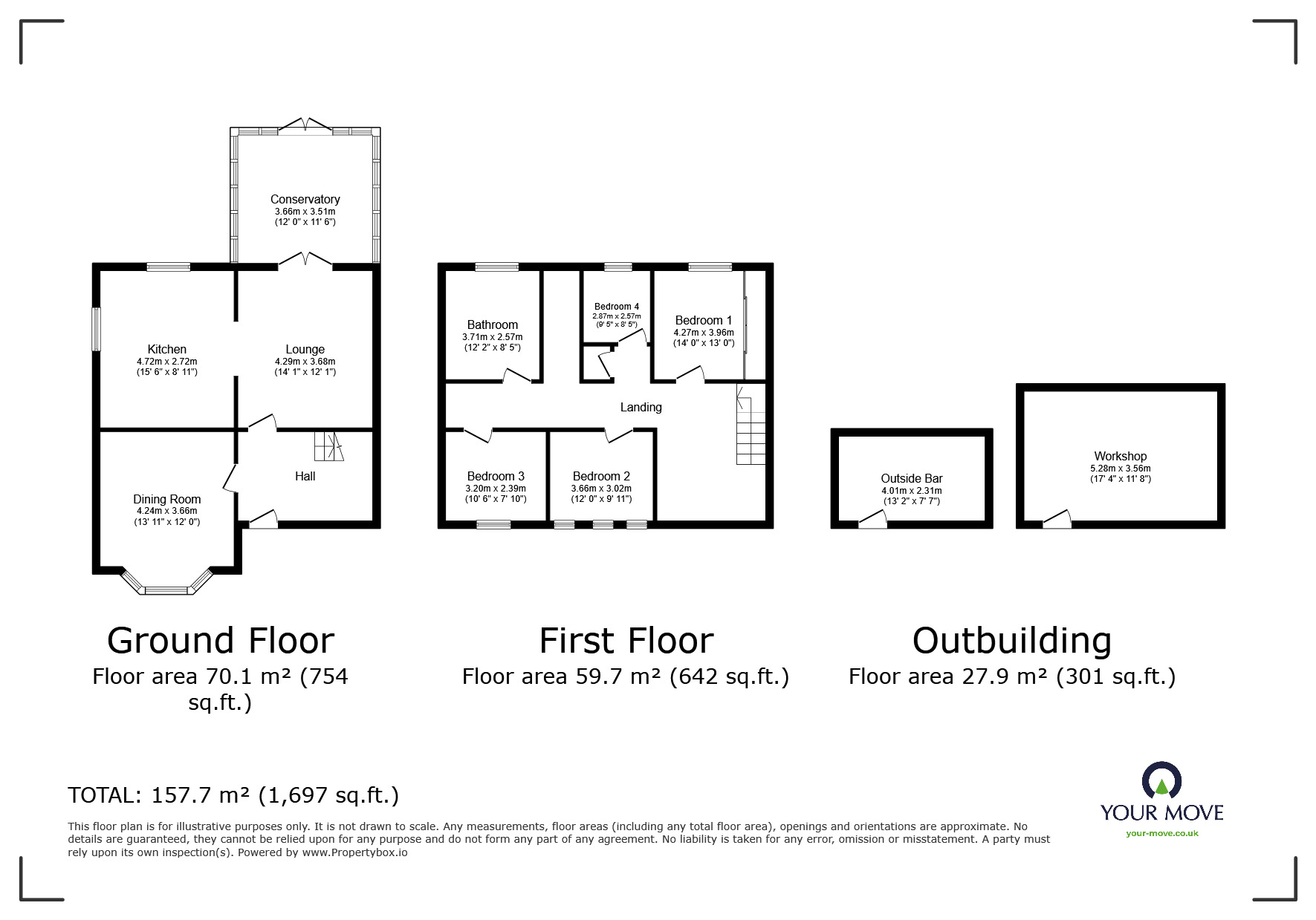 Floorplan of 4 bedroom Semi Detached House for sale, Rye Piece Ringway, Bedworth, Warwickshire, CV12