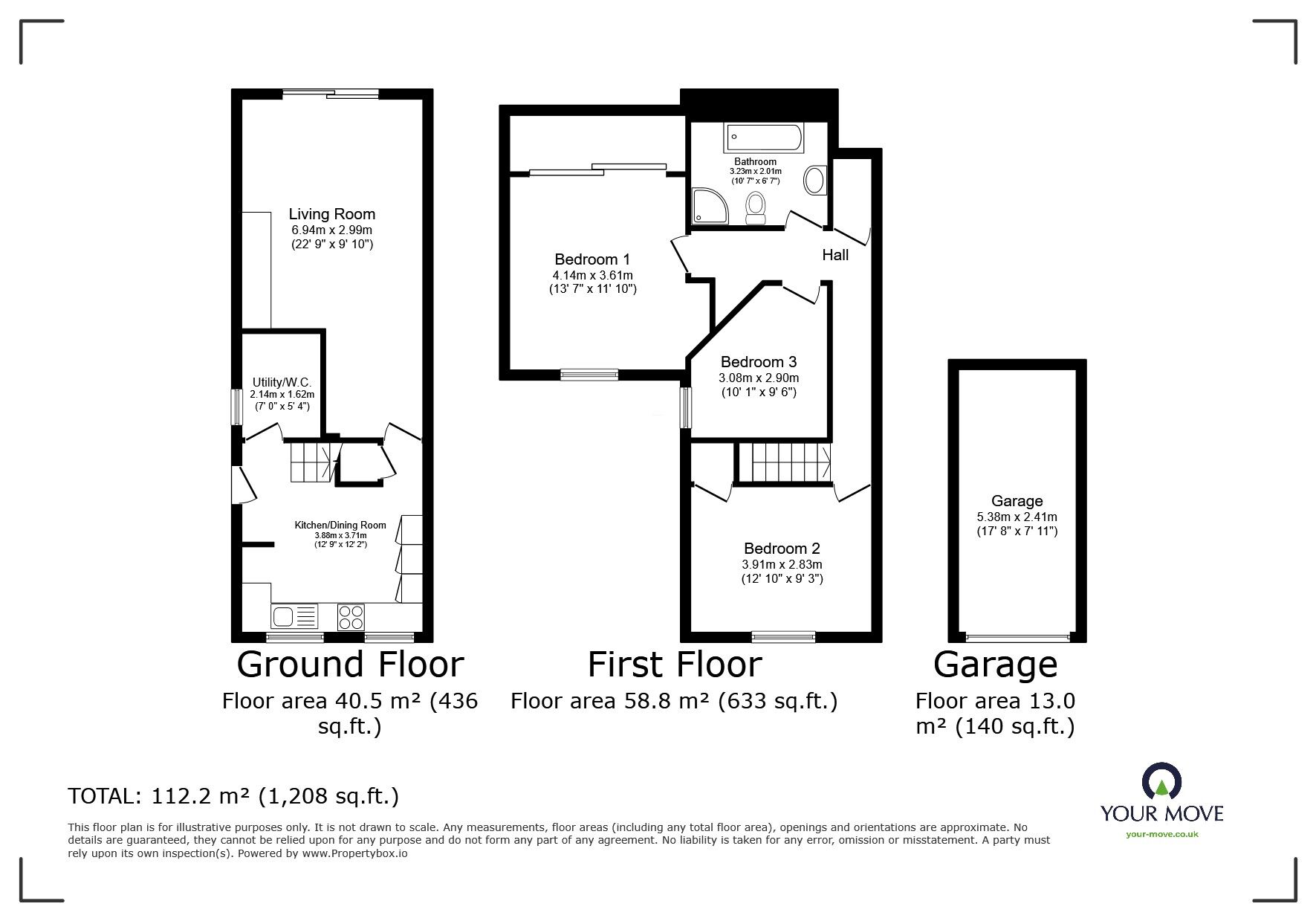 Floorplan of 3 bedroom Detached House for sale, Black Bank, Exhall, Warwickshire, CV7