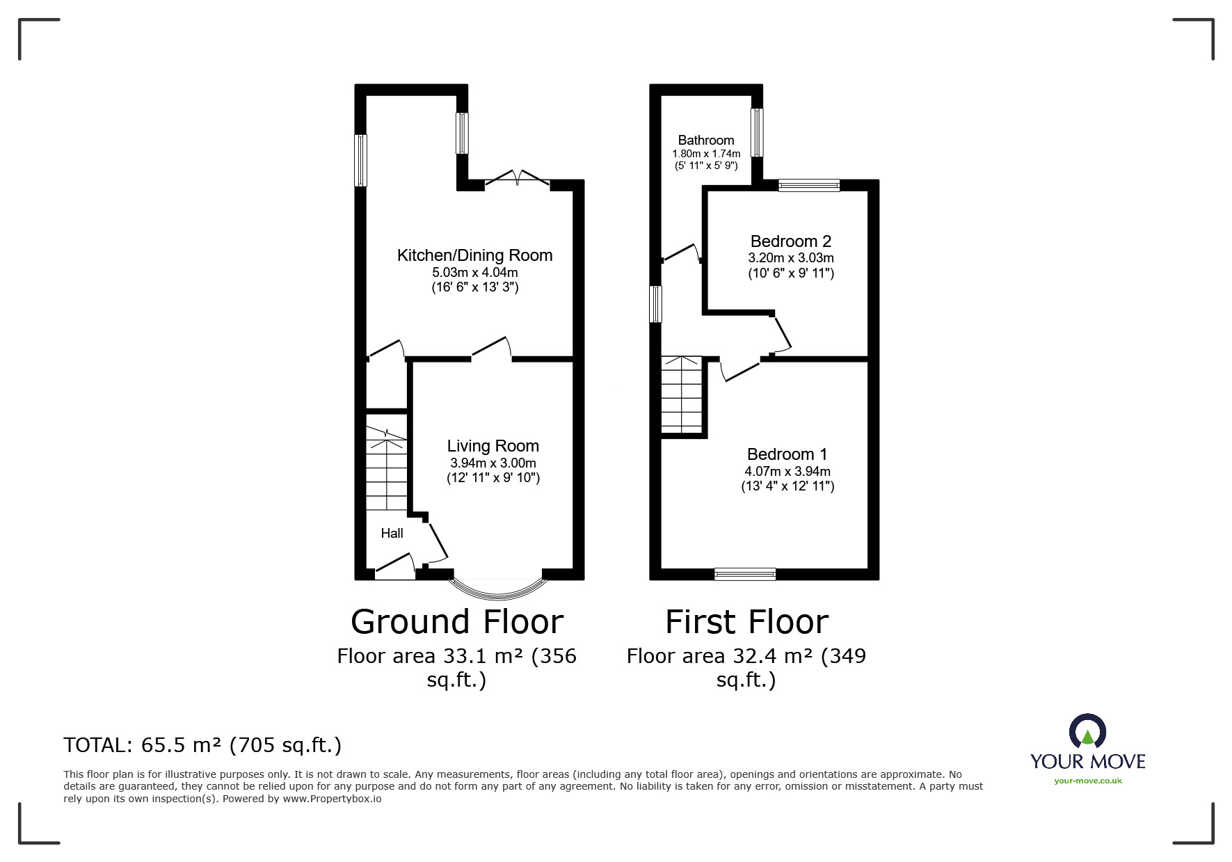 Floorplan of 2 bedroom Semi Detached House for sale, Johnson Road, Bedworth, Warwickshire, CV12