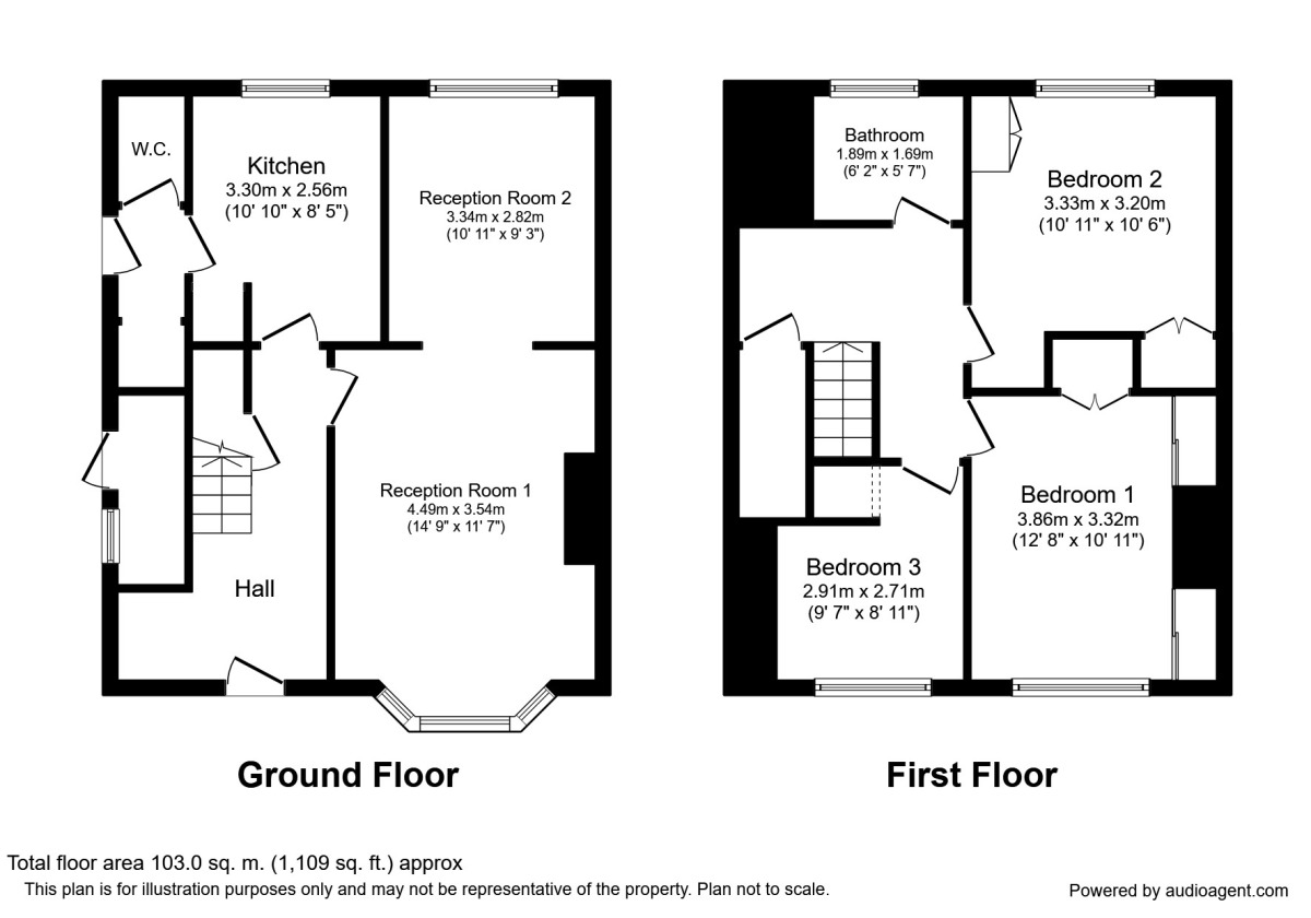 Floorplan of 3 bedroom Semi Detached House to rent, Hall Place Crescent, Bexley, Kent, DA5