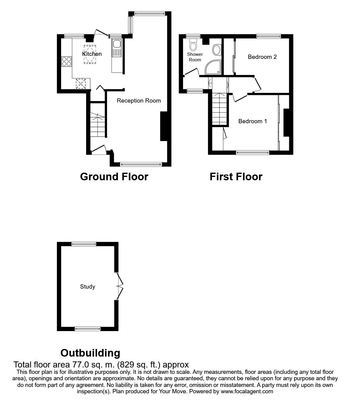 Floorplan of 2 bedroom Semi Detached House to rent, Grosvenor Road, Bexleyheath, Kent, DA6