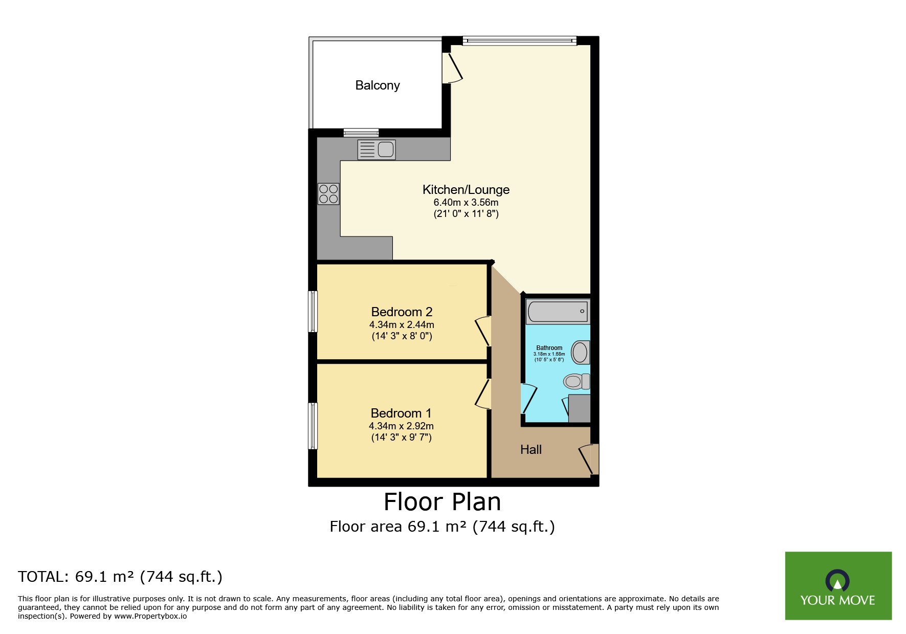 Floorplan of 2 bedroom  Flat for sale, Parkhill Road, Bexley, DA5