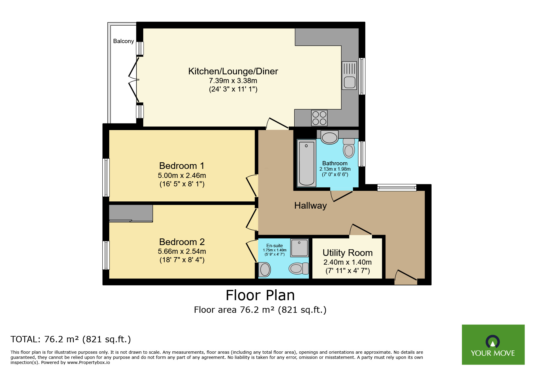 Floorplan of 2 bedroom  Flat for sale, Townhall Square, Crayford, Dartford, DA1