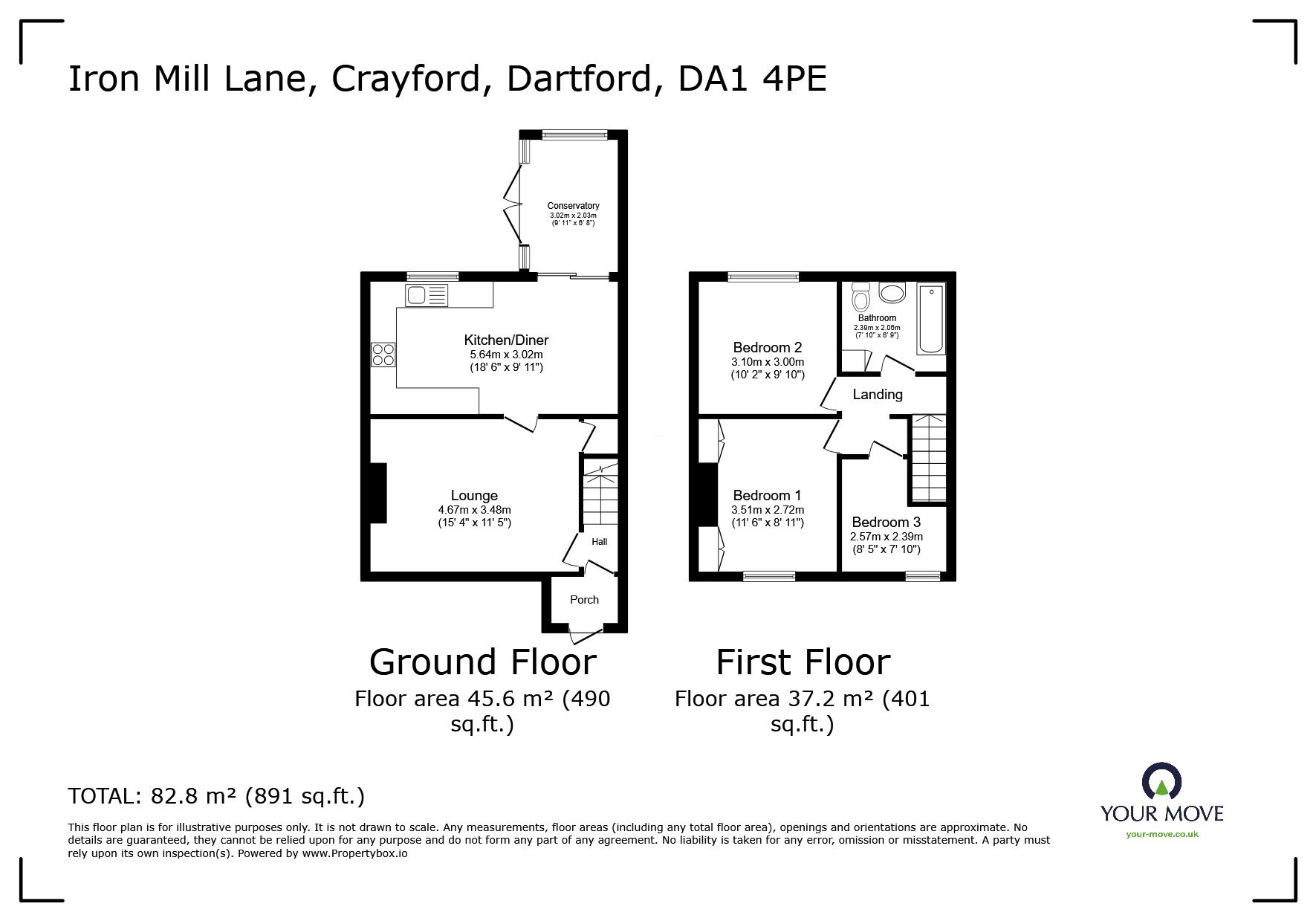 Floorplan of 3 bedroom Mid Terrace House for sale, Iron Mill Lane, Crayford, Dartford, DA1