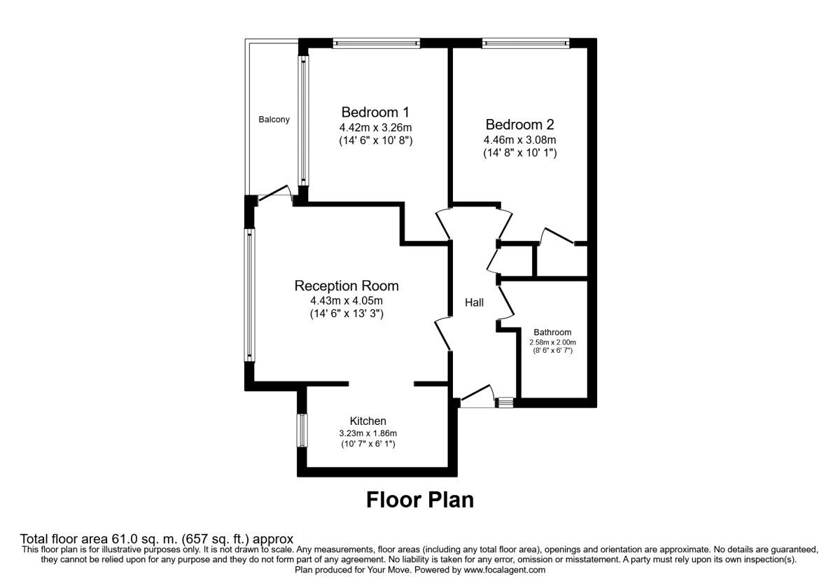 Floorplan of 2 bedroom  Flat to rent, Crook Log, Bexleyheath, DA6