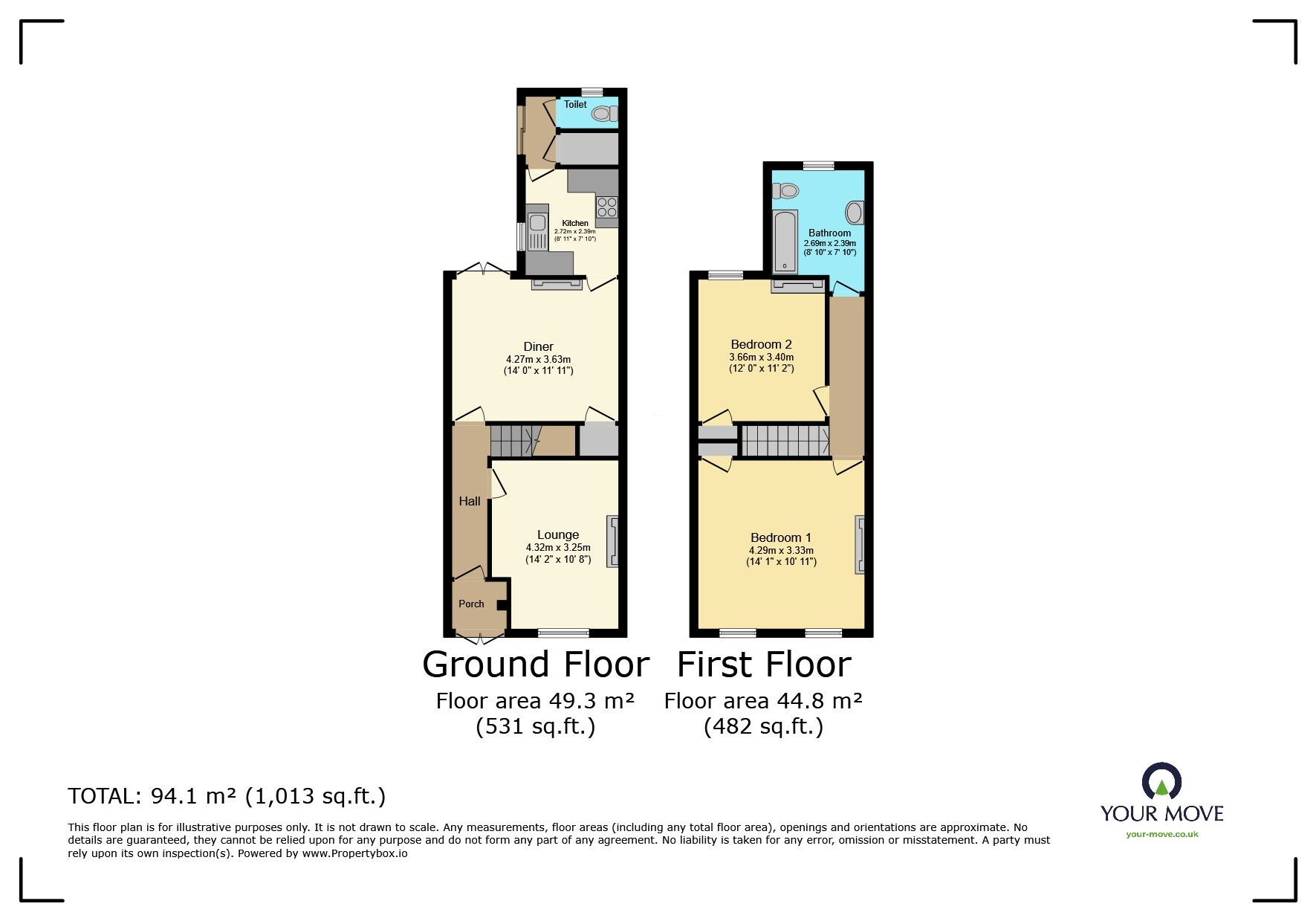 Floorplan of 2 bedroom Mid Terrace House for sale, Methuen Road, Bexleyheath, DA6