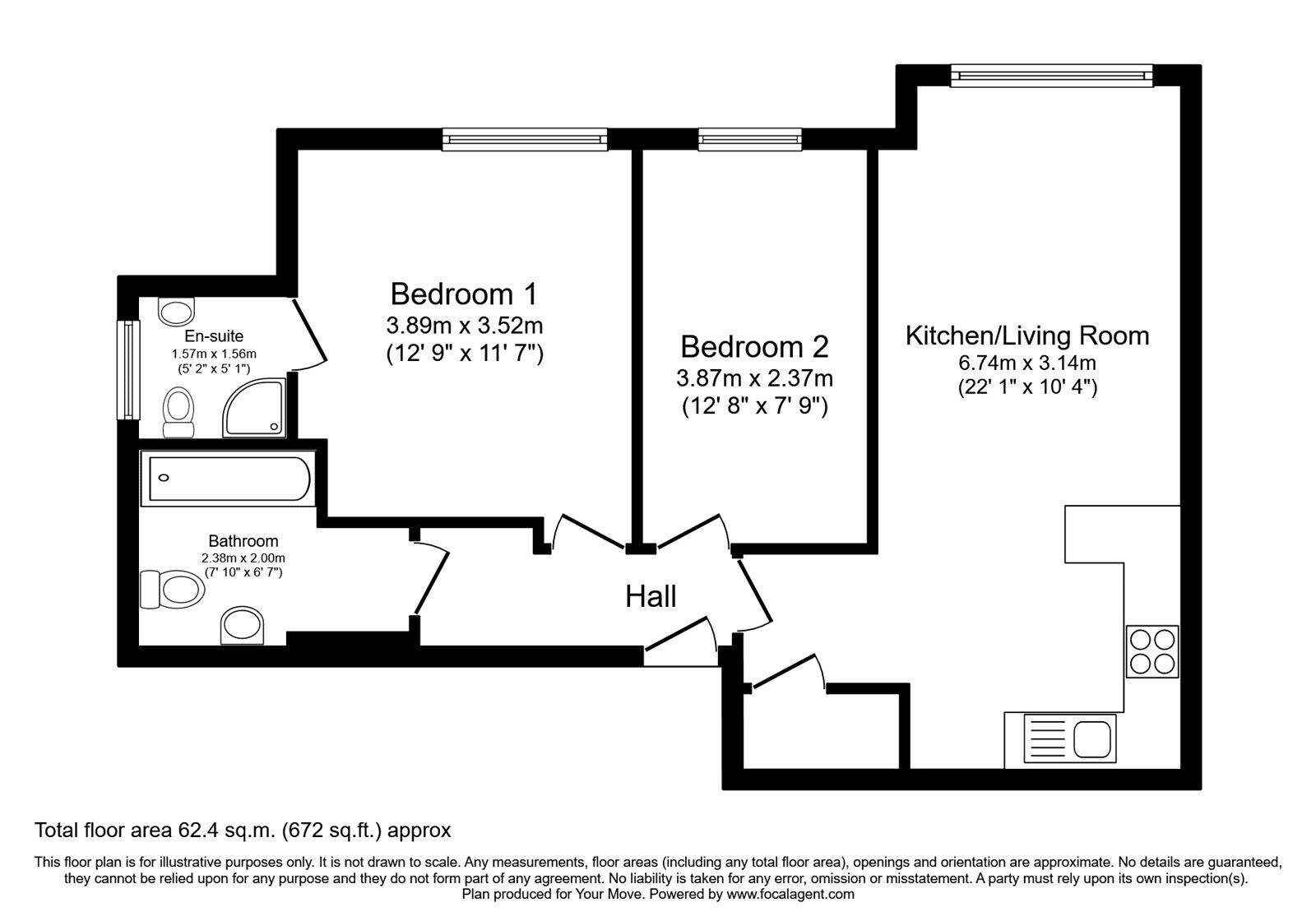 Floorplan of 2 bedroom  Flat to rent, Devonshire Road, Bexleyheath, DA6