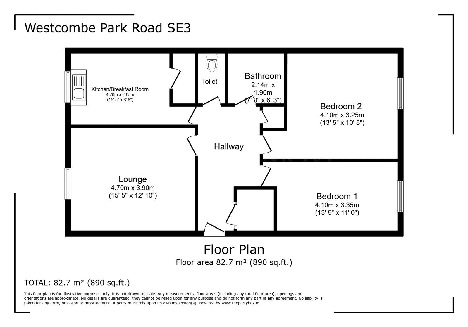 Floorplan of 2 bedroom  Flat for sale, Westcombe Park Road, London, SE3