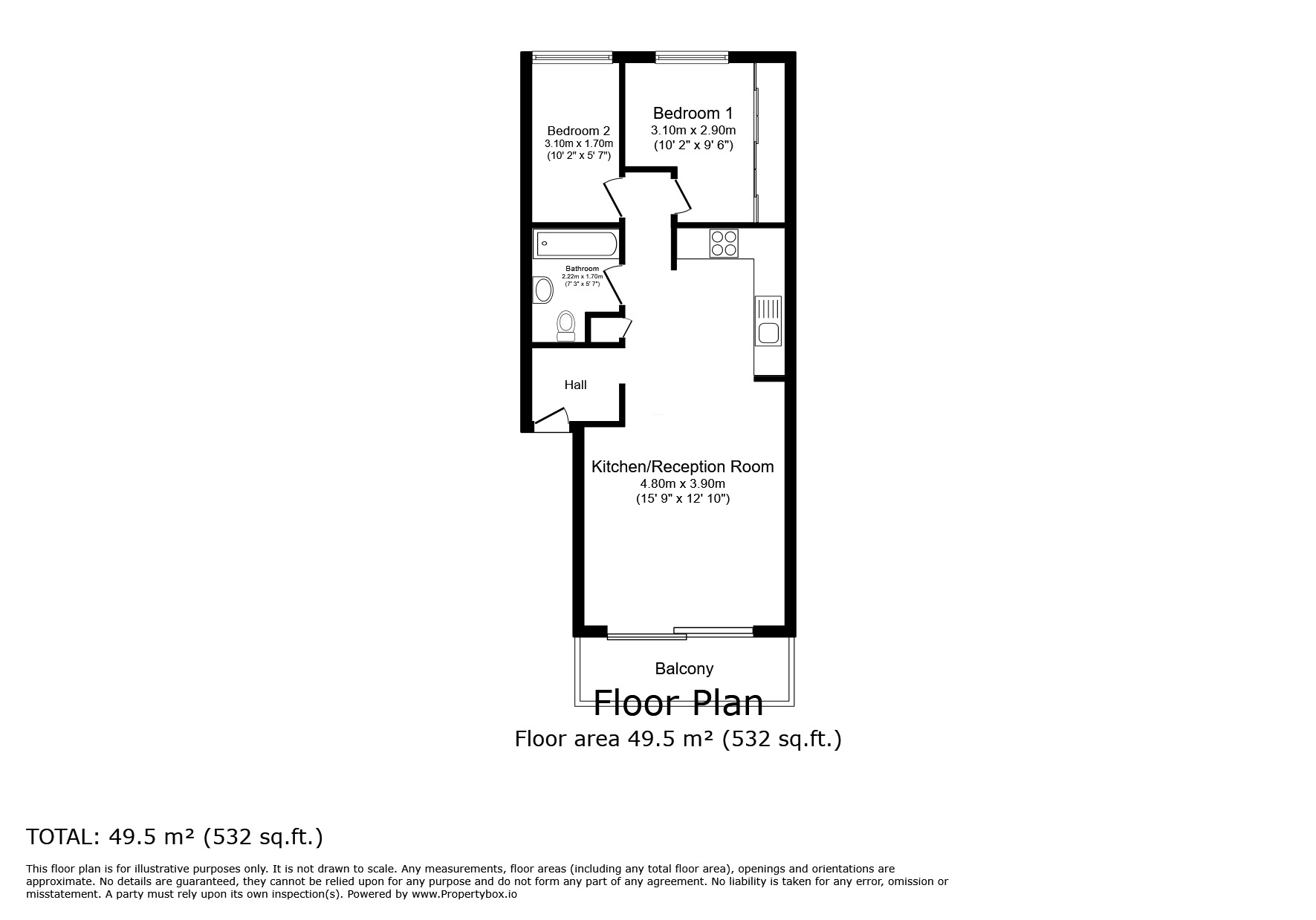 Floorplan of 2 bedroom  Flat for sale, Ravensbourne Road, Bromley, BR1