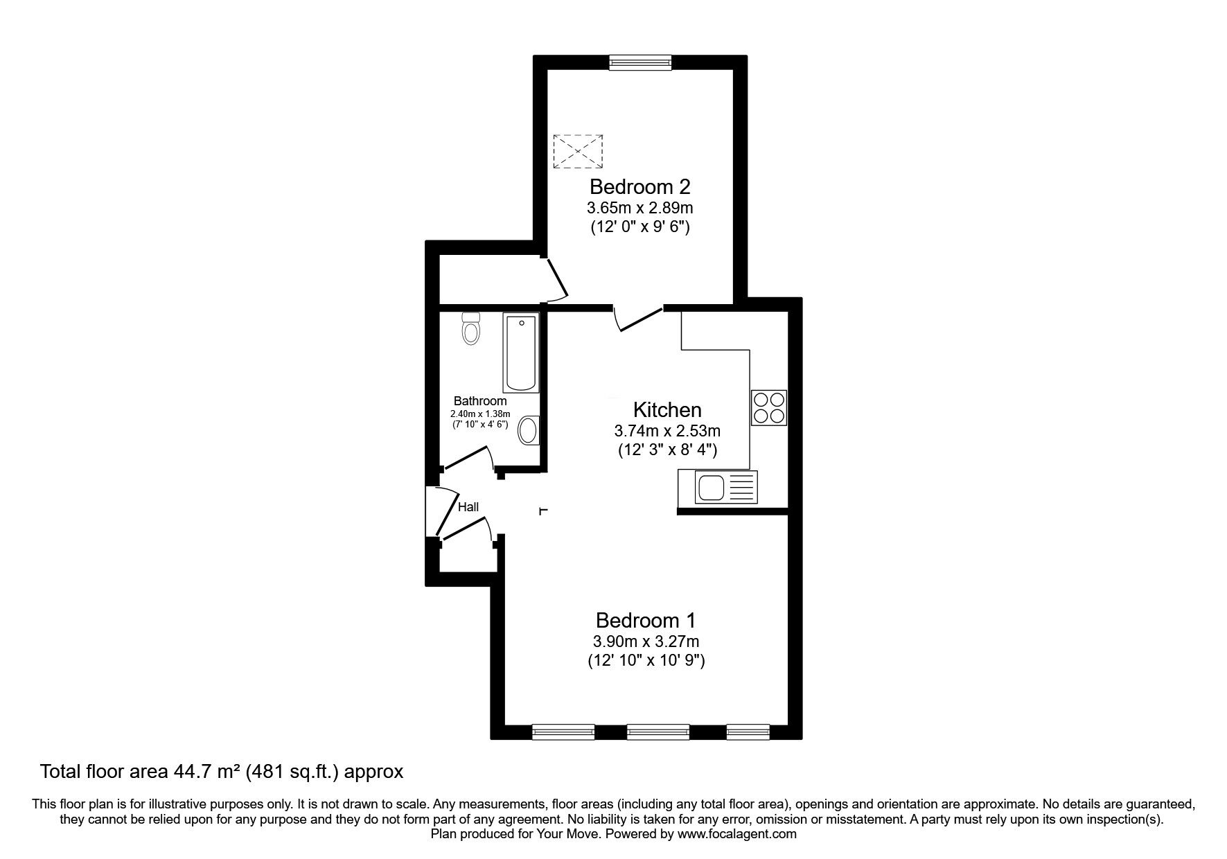 Floorplan of 1 bedroom  Flat for sale, Manor Road, Beckenham, BR3