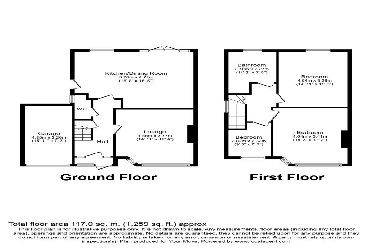 Floorplan of 3 bedroom Semi Detached House for sale, Braeside, Beckenham, Kent, BR3