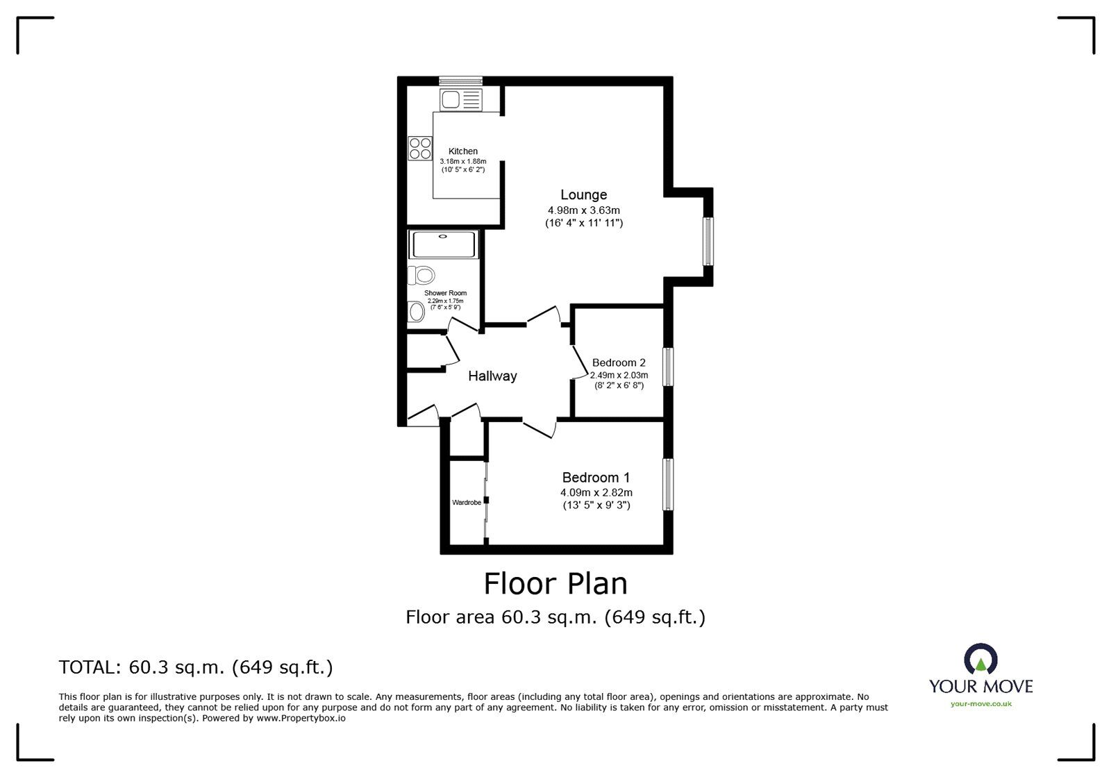 Floorplan of 2 bedroom  Flat for sale, Cumberland Place, London, SE6