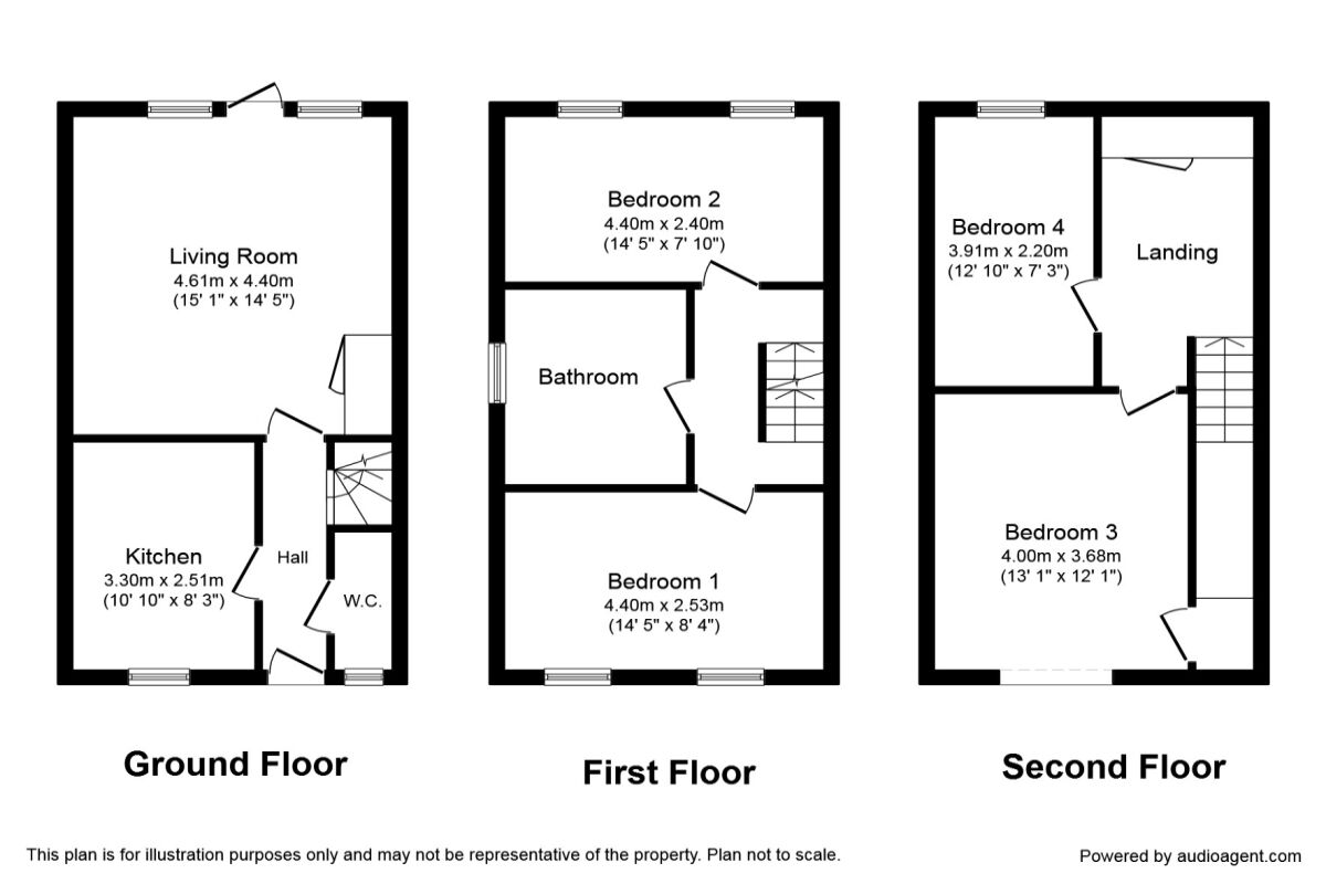 Floorplan of 4 bedroom Semi Detached House to rent, Radnor Close, Rubery,Rednal, Birmingham, B45