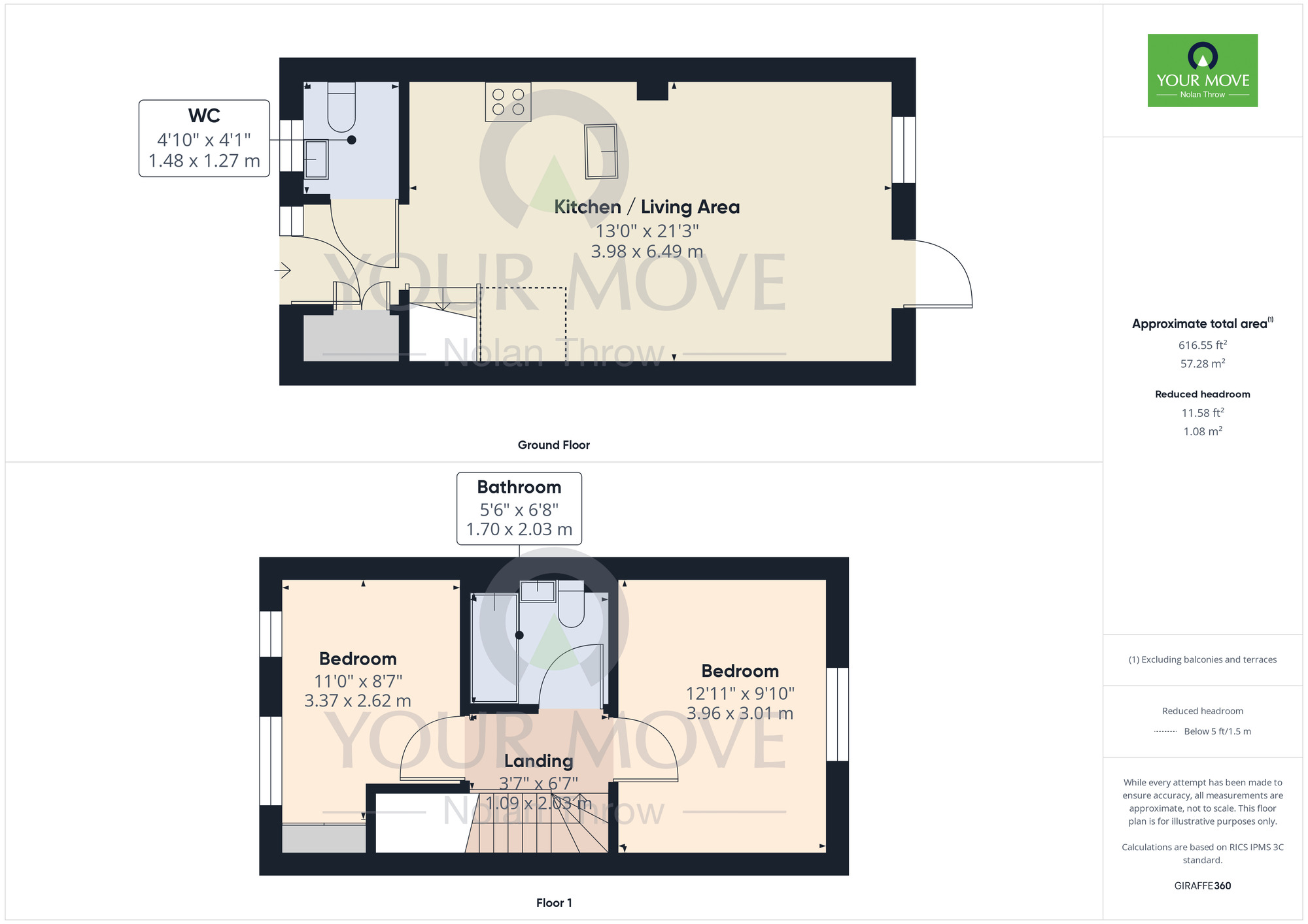 Floorplan of 2 bedroom Mid Terrace House for sale, Spring Close, Moulton, Northamptonshire, NN3