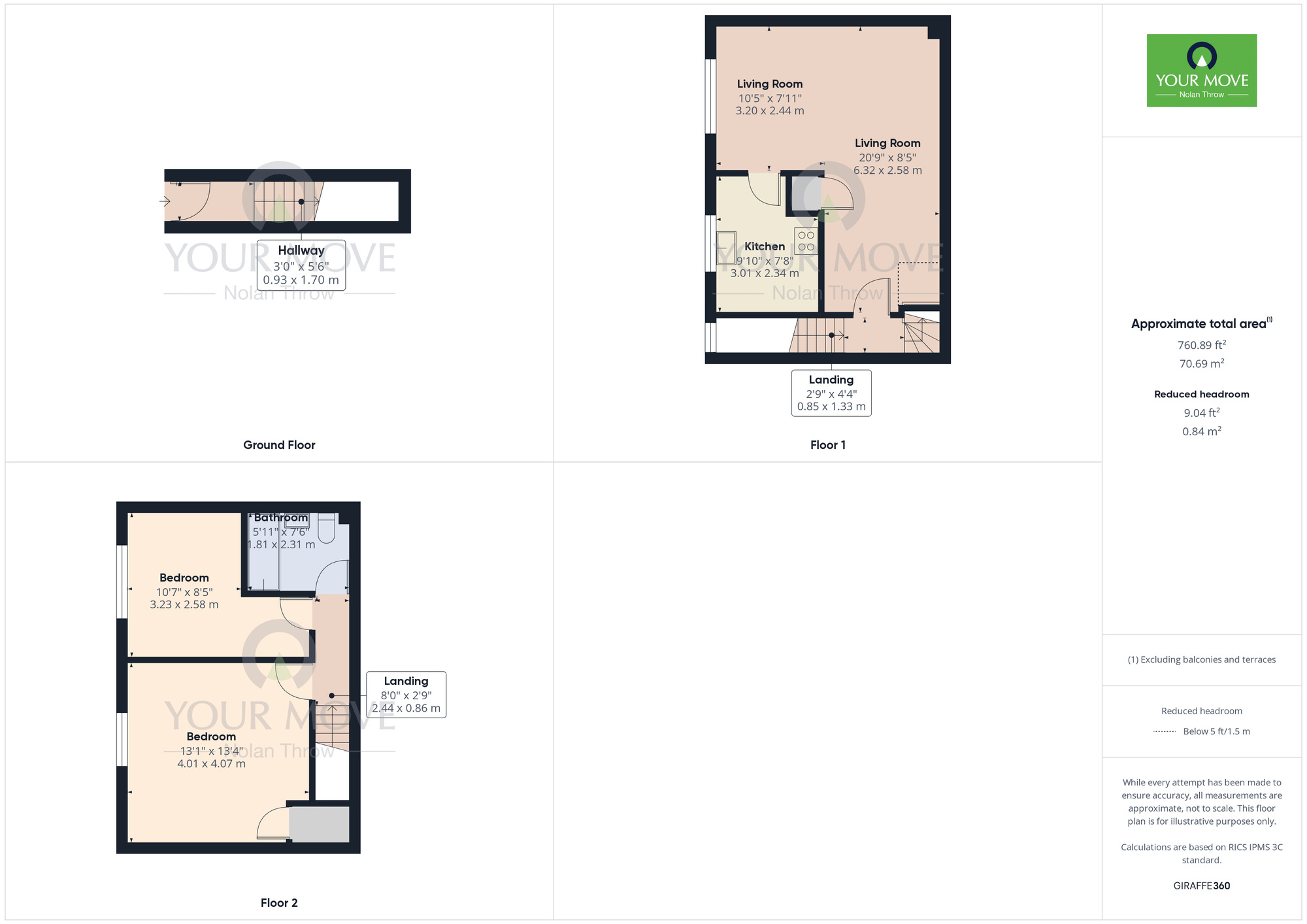 Floorplan of 2 bedroom Mid Terrace Flat for sale, Fields View, Wellingborough, Northamptonshire, NN8