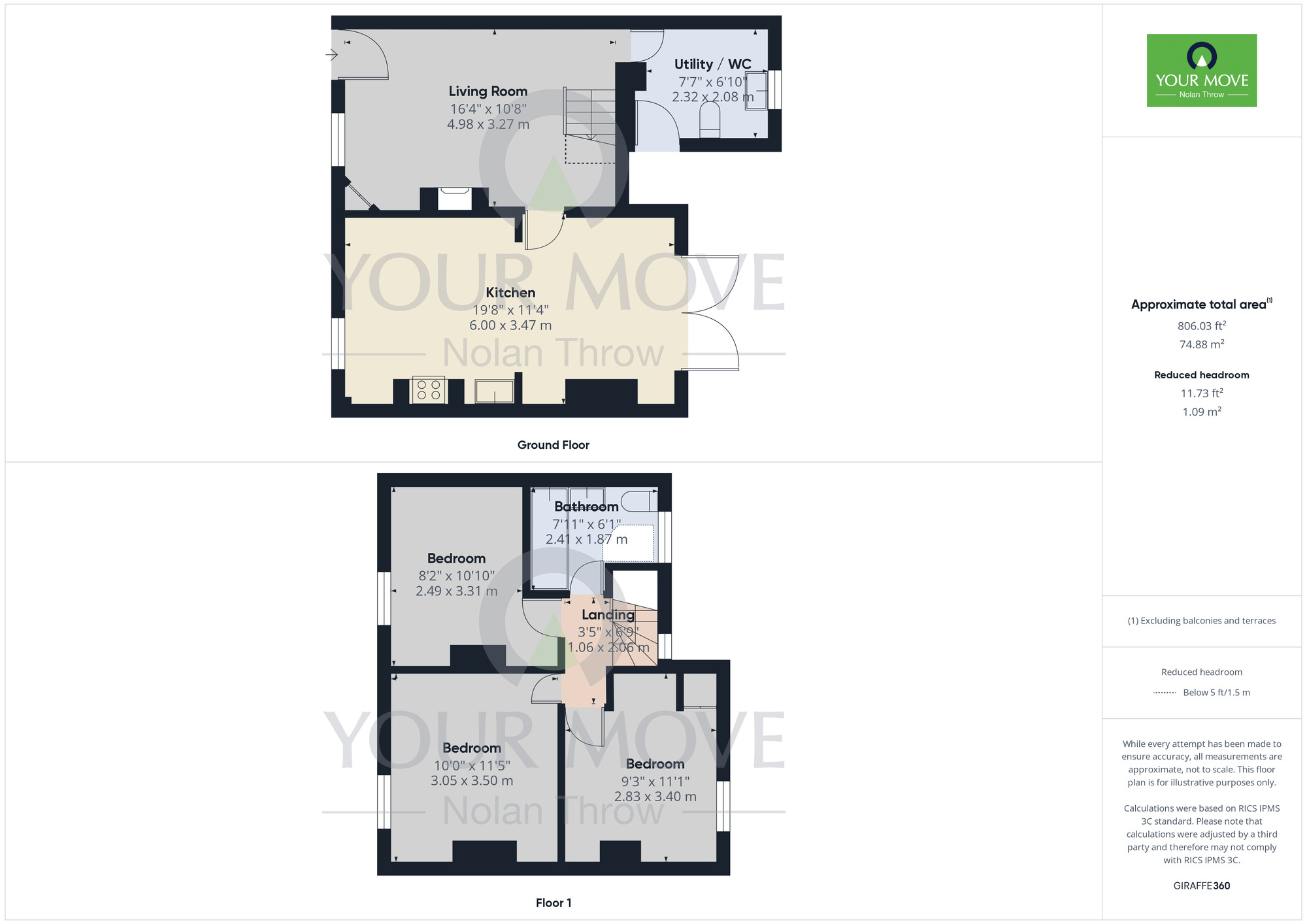 Floorplan of 3 bedroom Mid Terrace Property for sale, Prince of Wales Row, Moulton, Northamptonshire, NN3