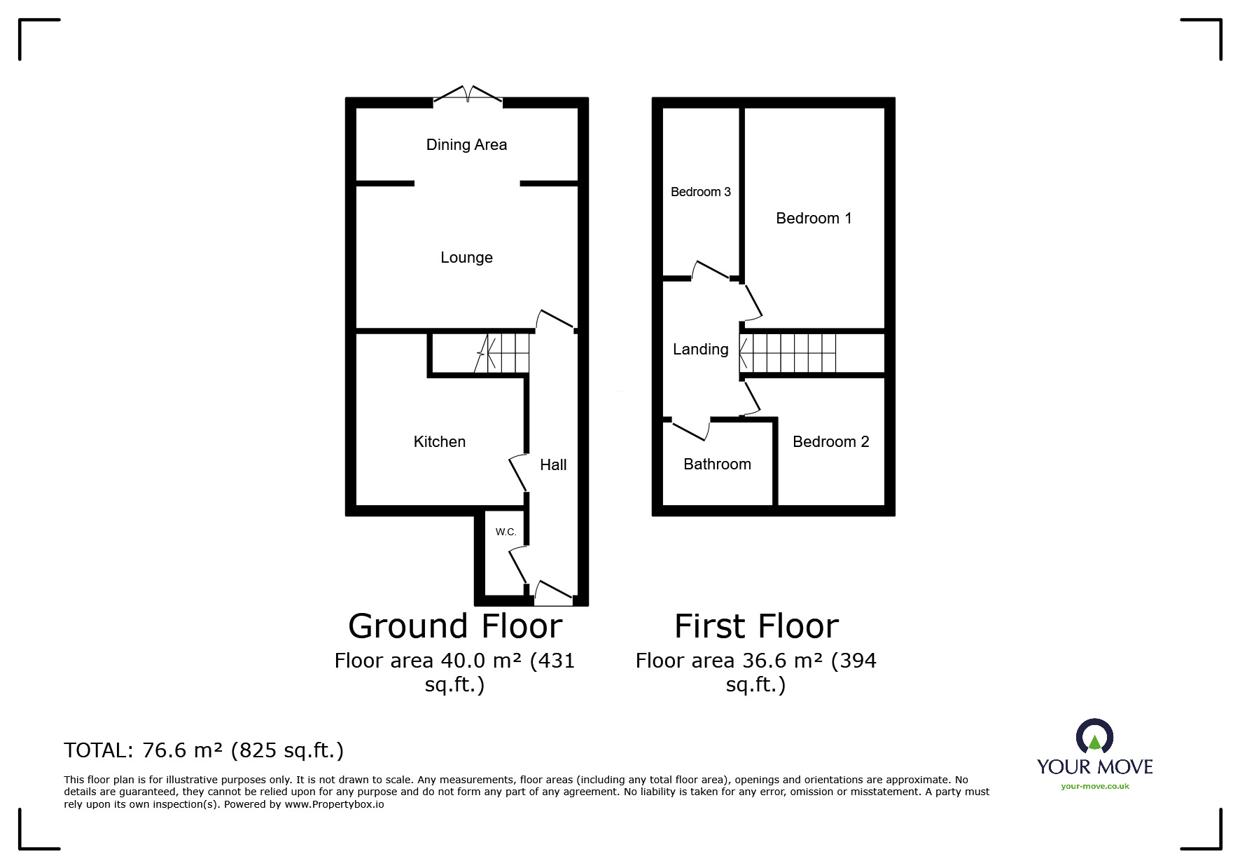 Floorplan of 3 bedroom Semi Detached House for sale, Merlin Crescent, Branston, Staffordshire, DE14