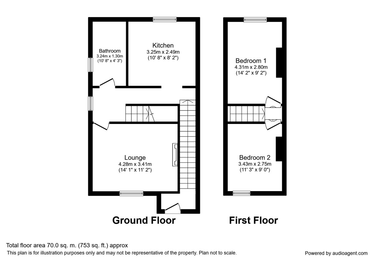 Floorplan of 2 bedroom  Flat to rent, Ferry Street, Burton-On-Trent, Staffordshire, DE15