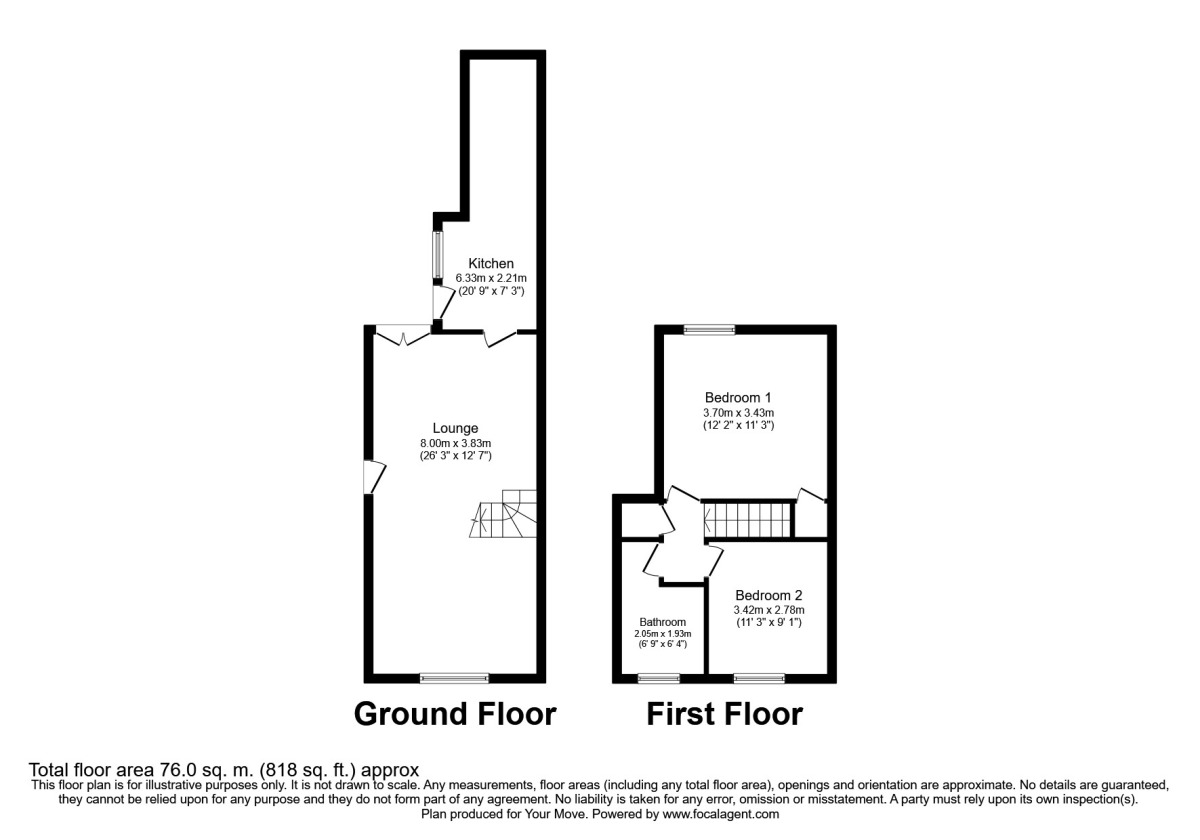 Floorplan of 2 bedroom Mid Terrace House to rent, Beech Street, Burton-On-Trent, Staffordshire, DE14